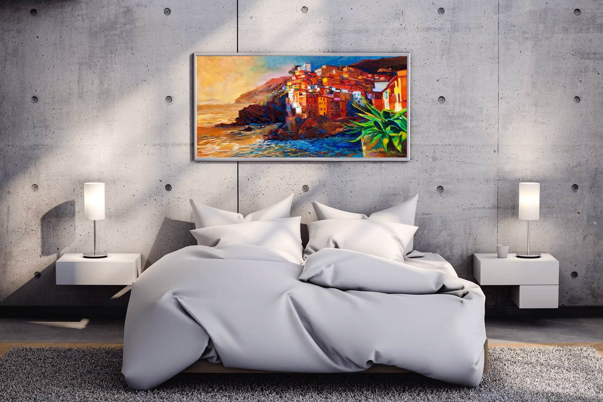Watercolor Painting Of Coastal Buildings Wall Art - beink online art store