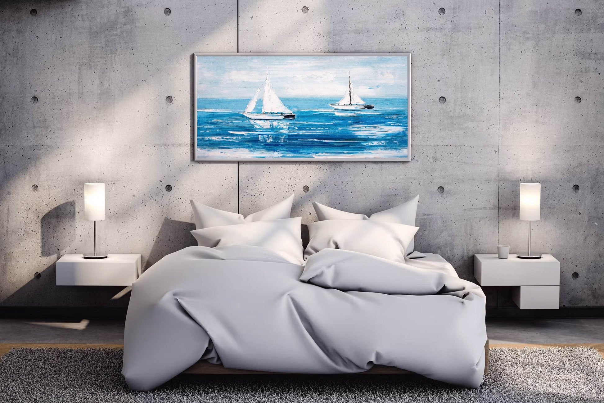 Sailboats in The Blue Ocean Wall Art - beink online art store