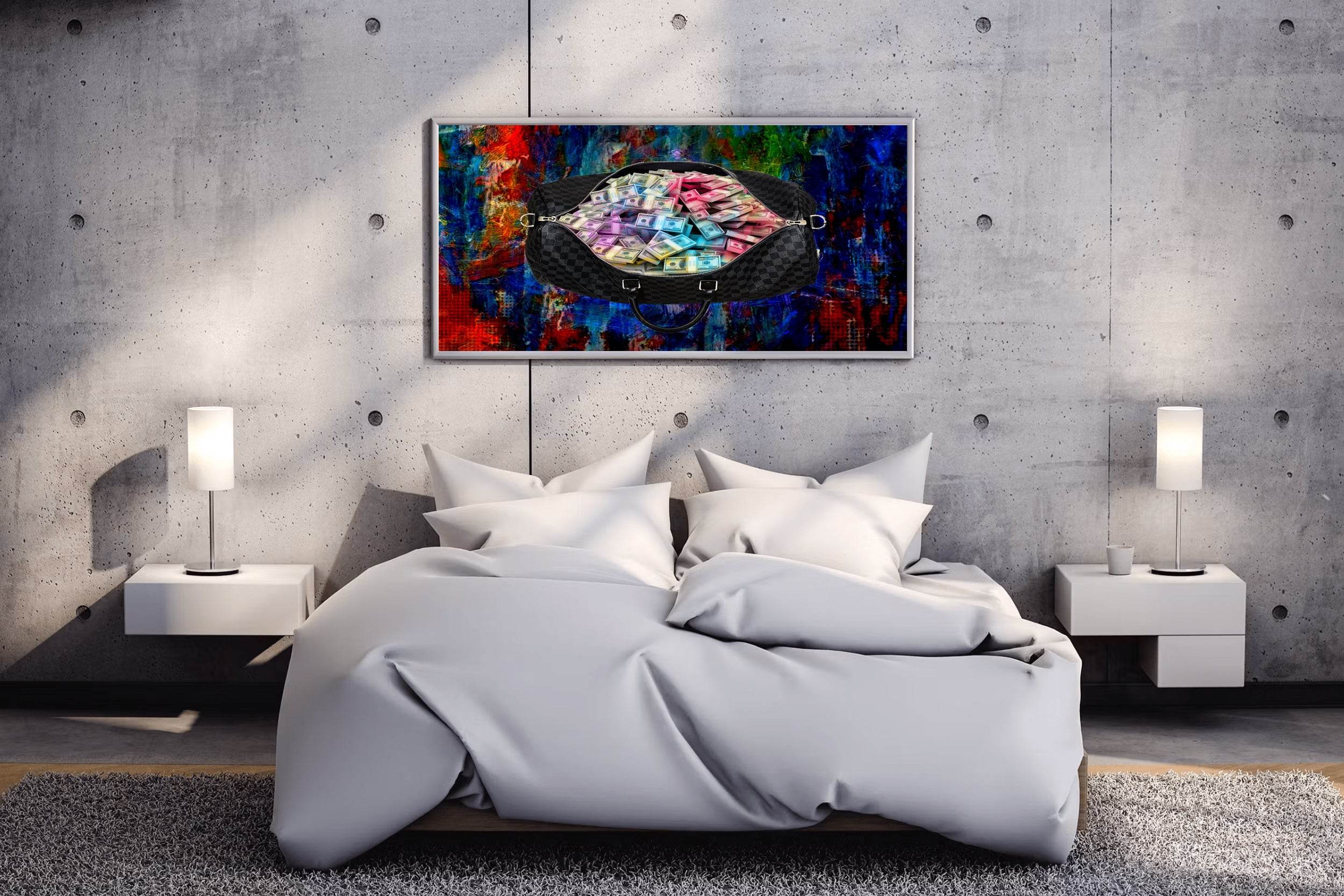 Duffle Bag Full of Money Wall Art - beink online art store
