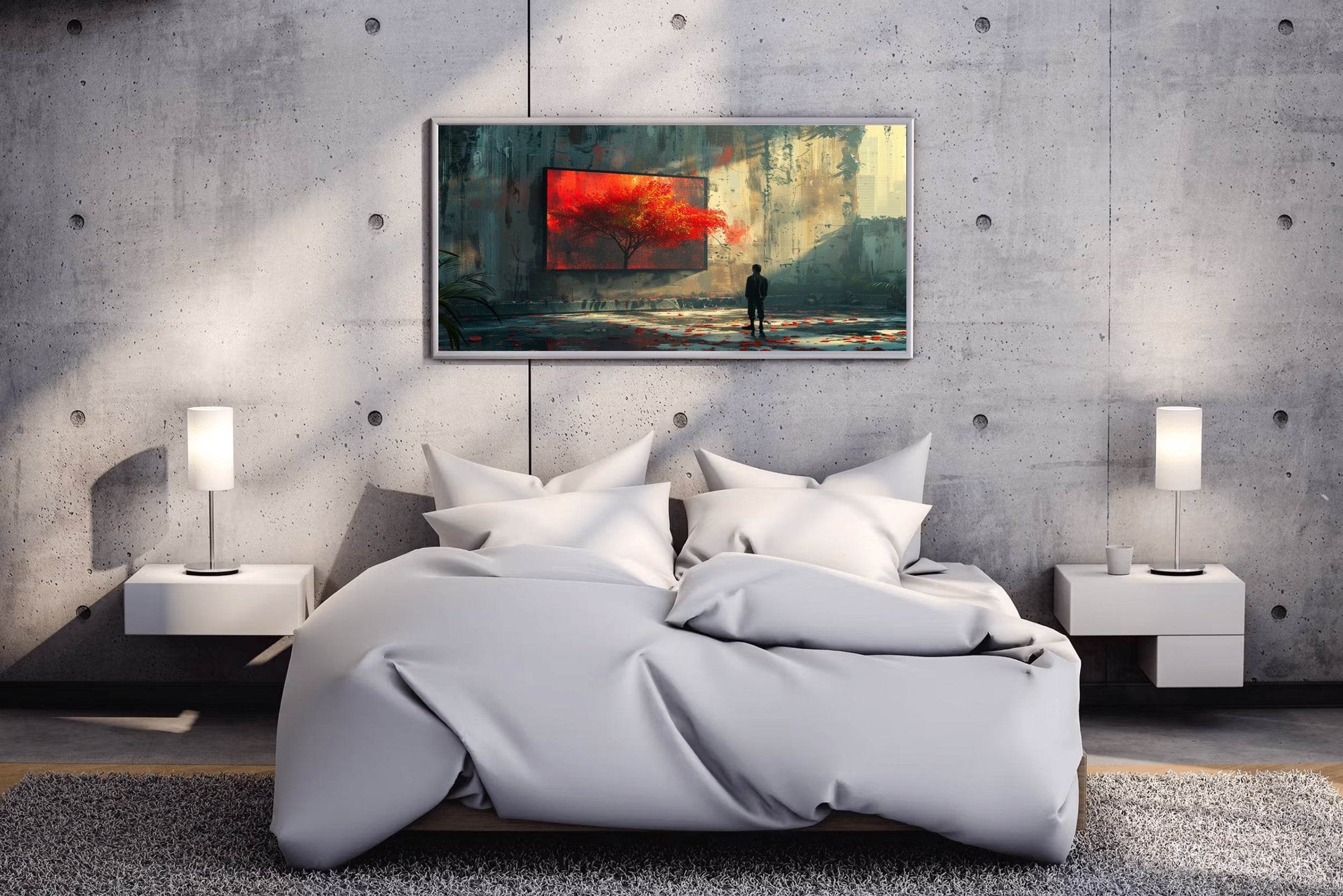 Person Watching the Red Tree Painting Digital Art - beink online art store
