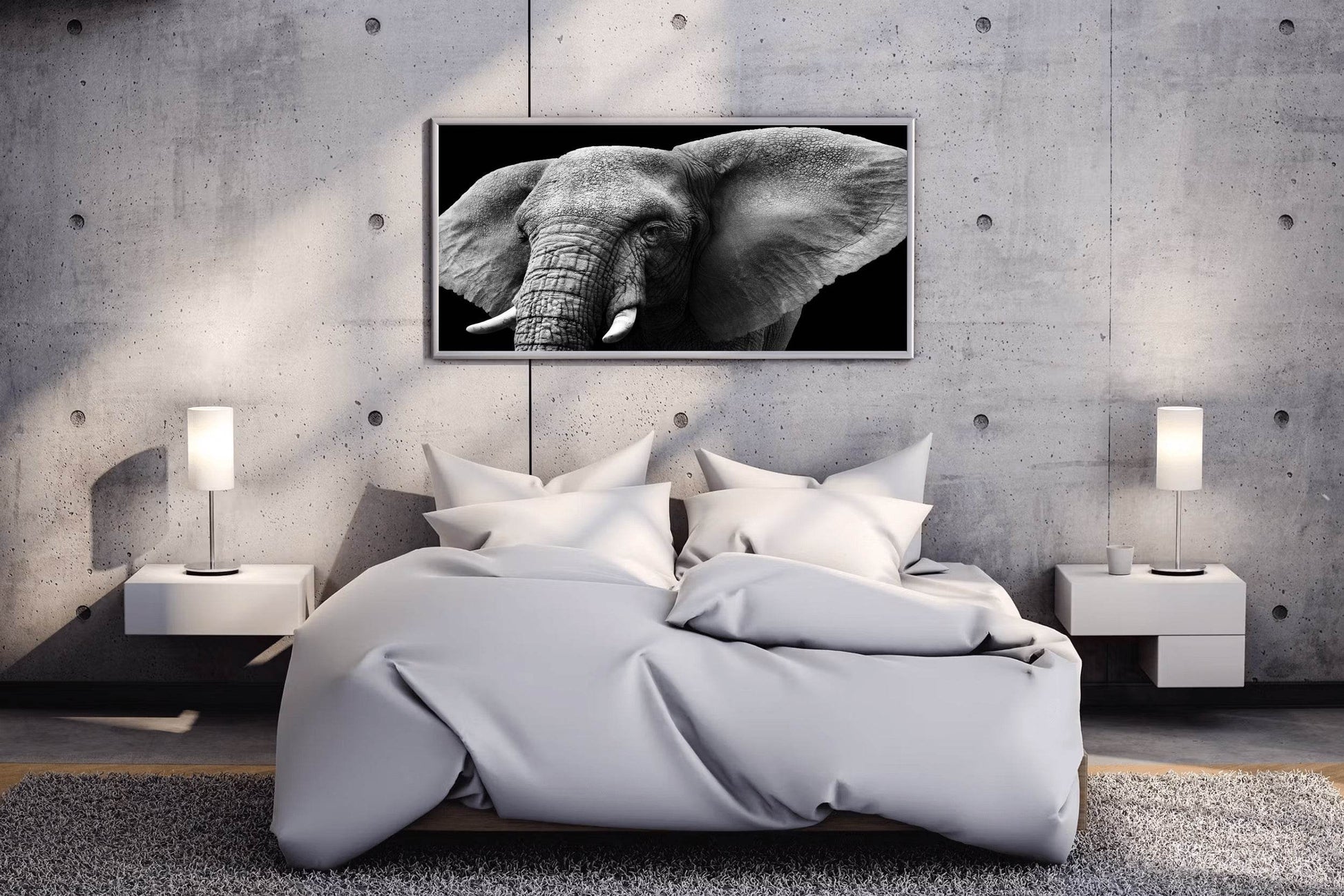 African Bush Elephant Black & White Wall Art - beink online art store