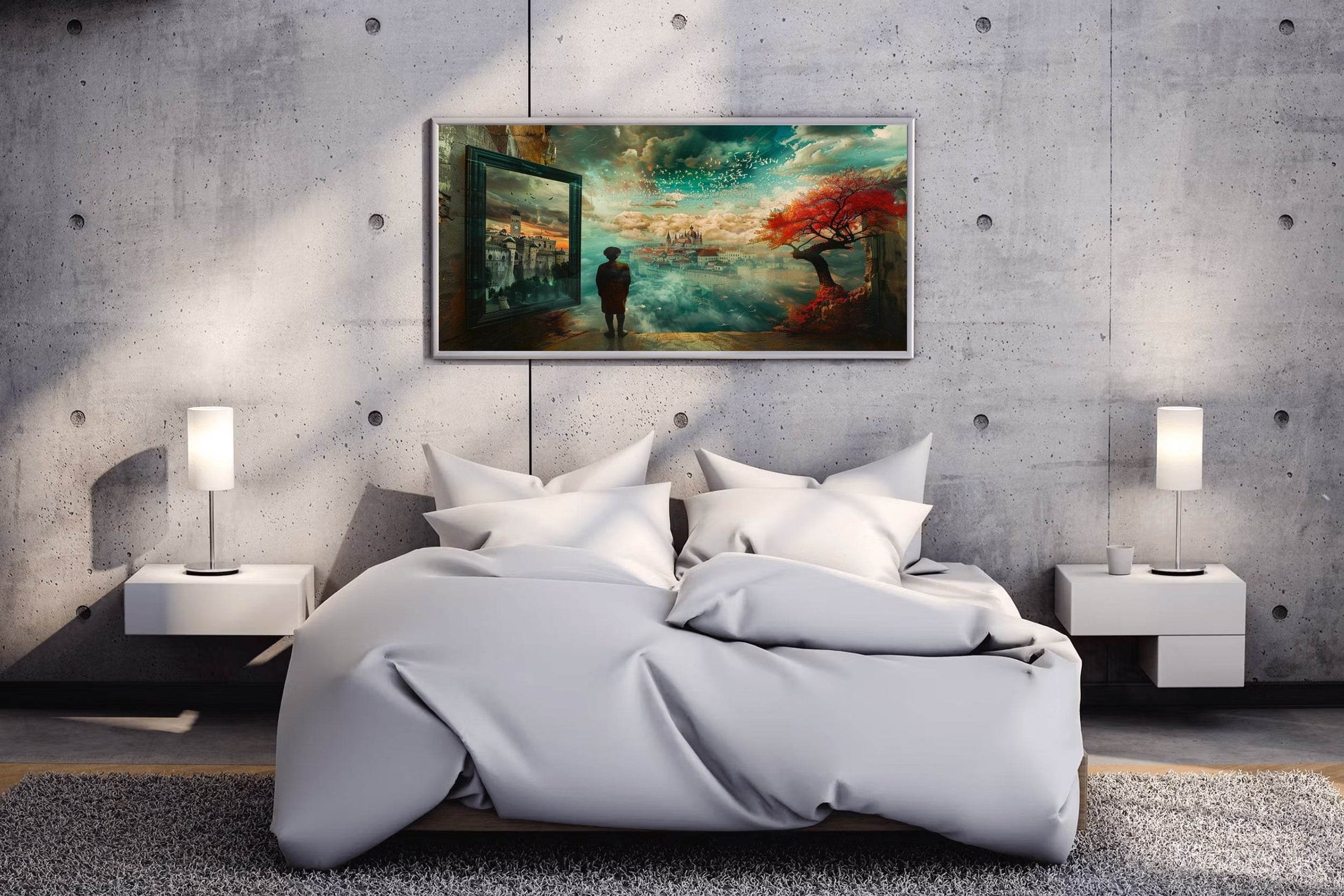 Digital Art of a Man is Looking at the Buildings - beink online art store