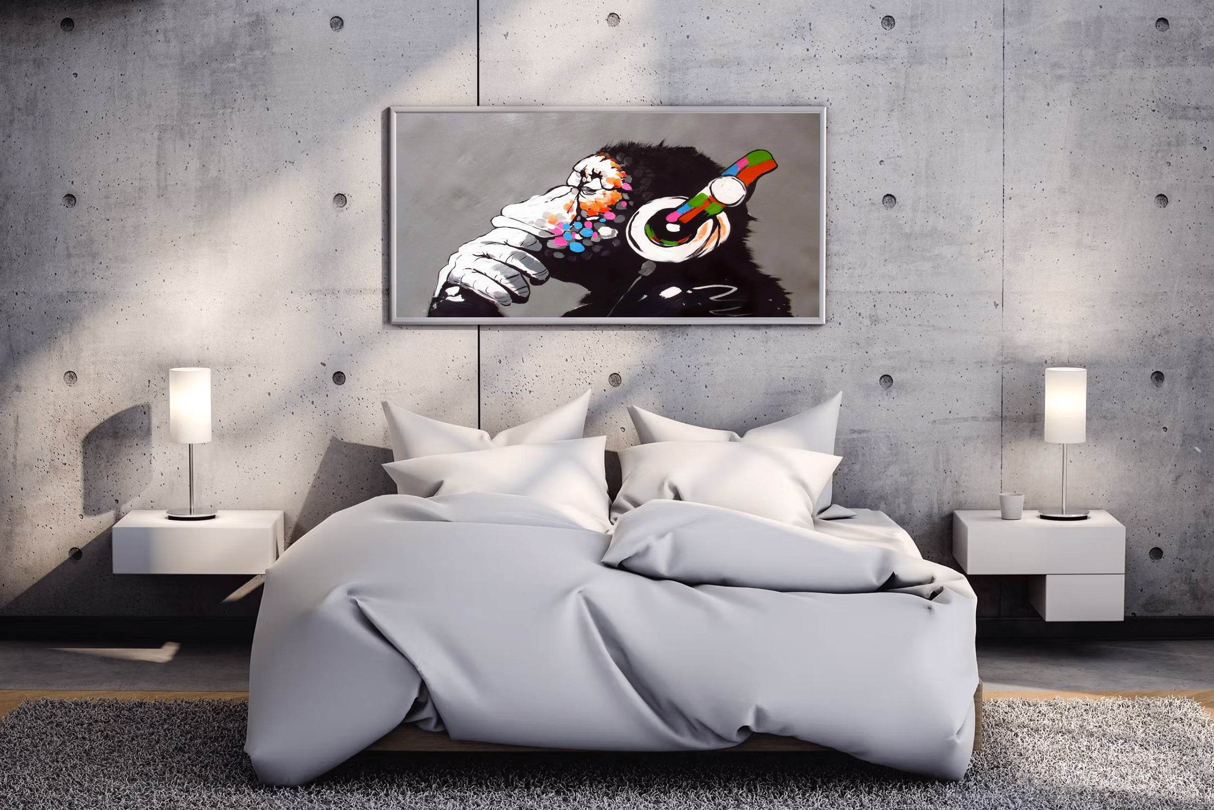 Ape Wearing Headphones - Ape Beats Wall Art - beink online art store