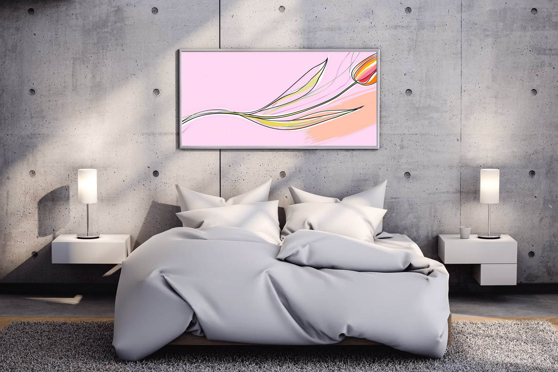 Handmade Plant with Pink Background Abstract Wall Art - beink online art store