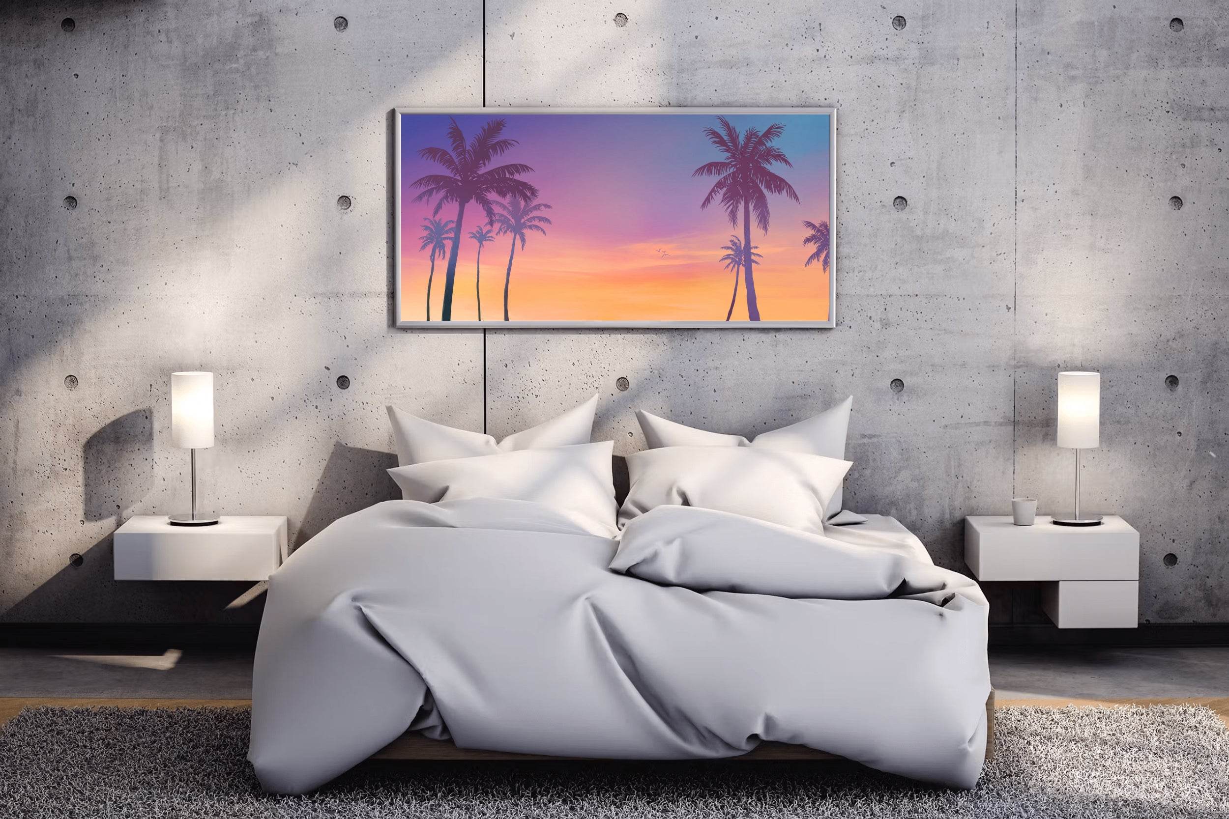Palm Trees With Sunset Gaming Wall Art - beink online art store