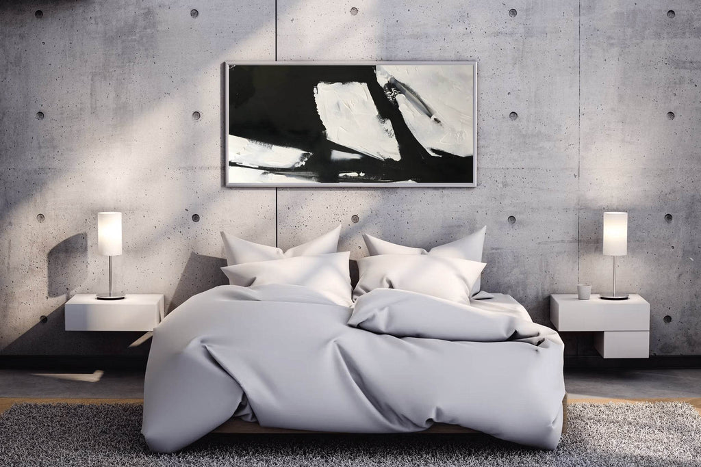 Black and White Paint Brush Strokes Wall Art - beink online art store