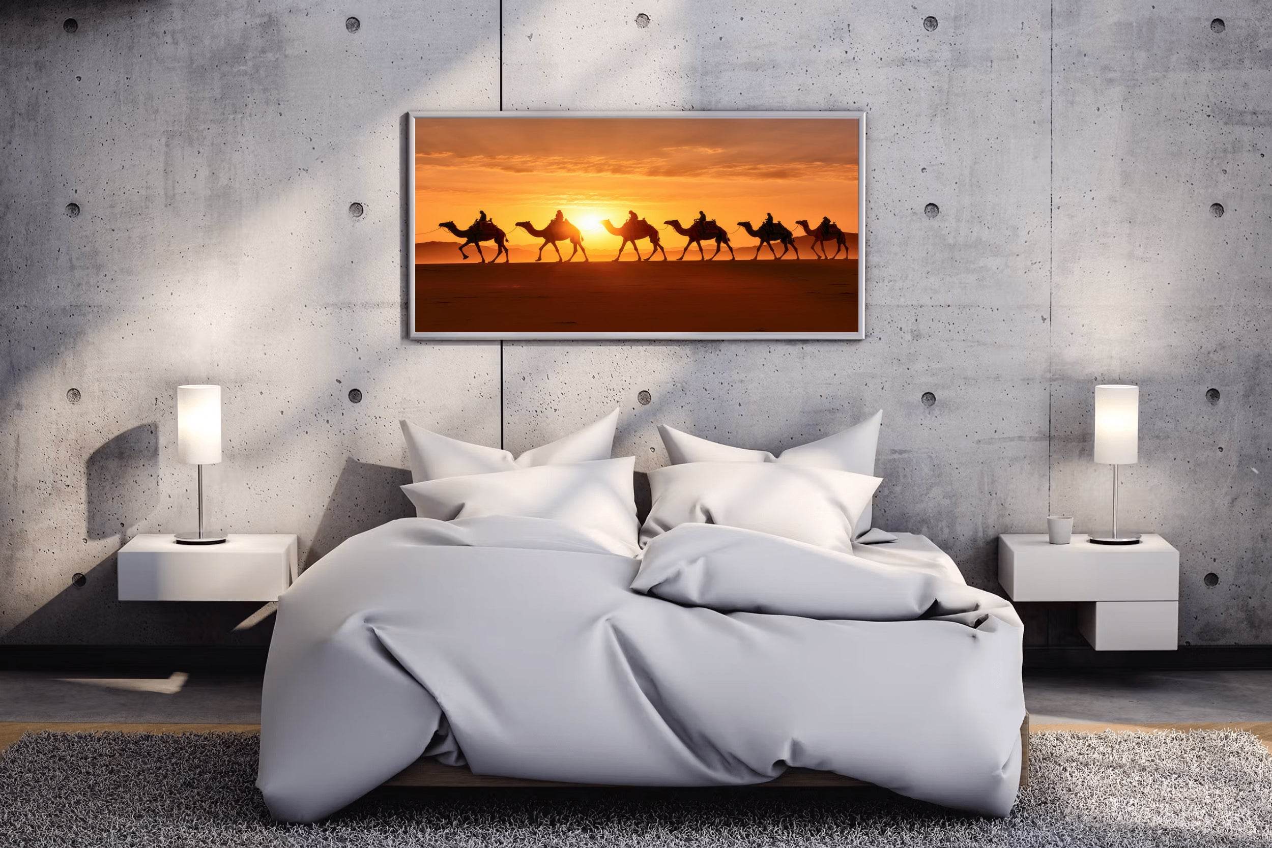 Camels throught the Desert Wall Art - beink online art store