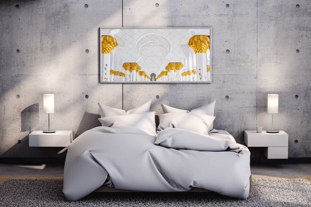 A Symphony of Gold & White Wall Art - beink online art store