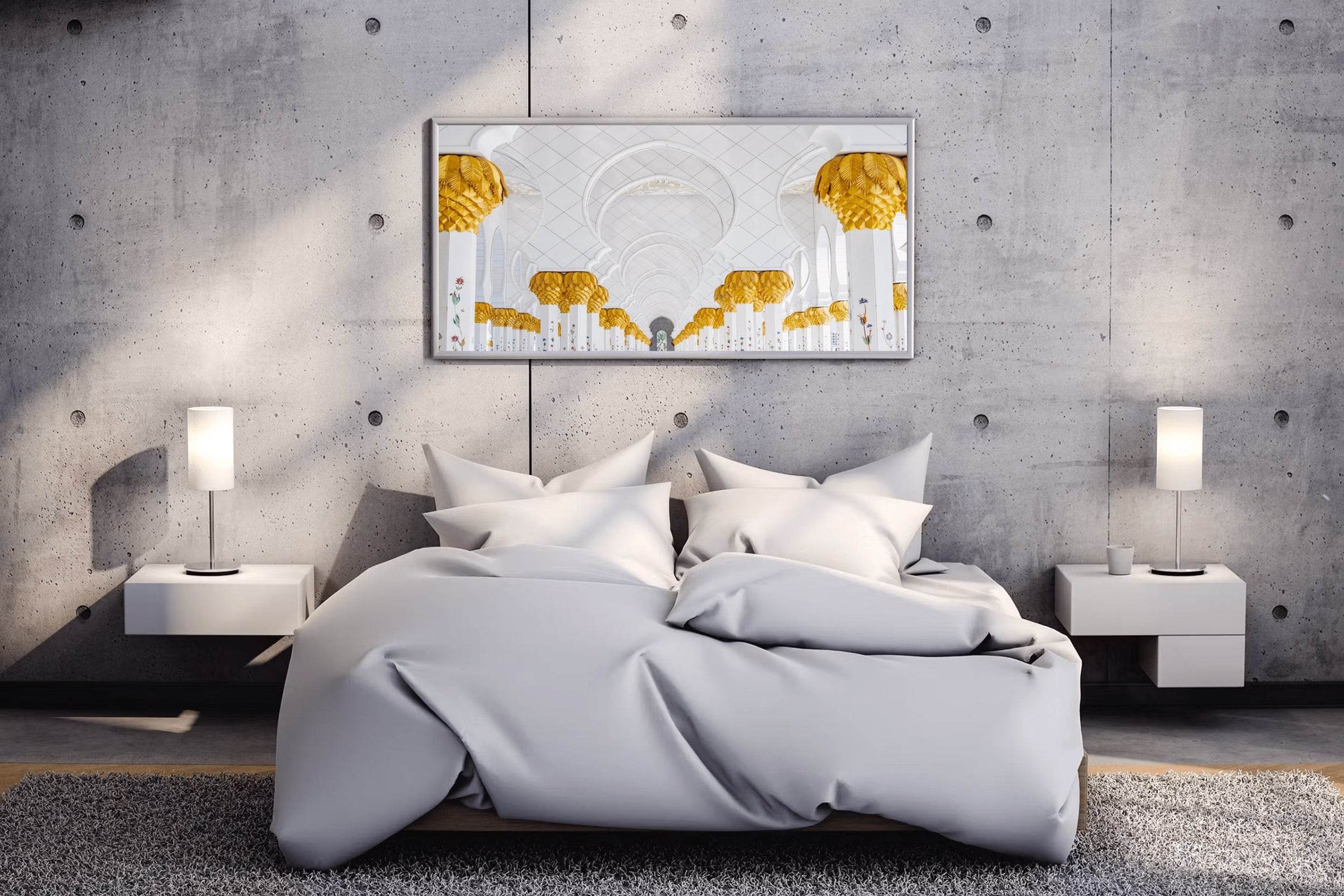 A Symphony of Gold & White Wall Art - beink online art store
