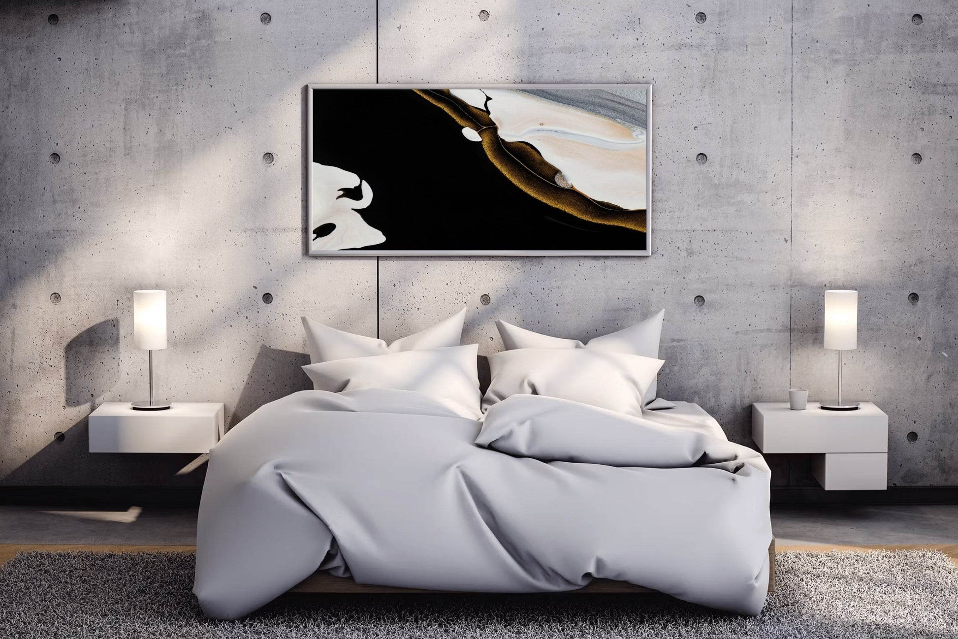 Golden Sea Waves Abstract Wall Art - beink online art store