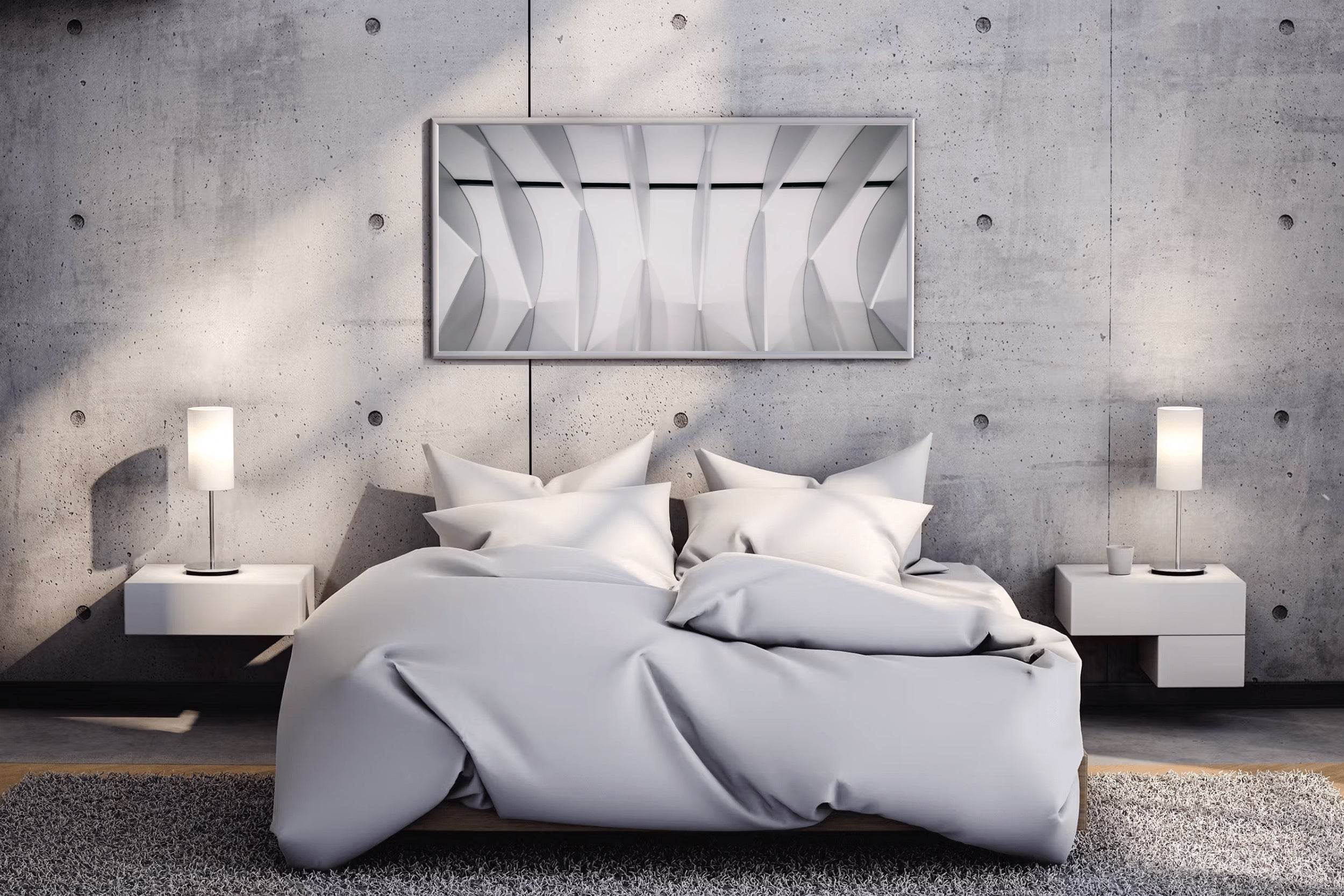 Geometric White Waves Wall Art - beink online art store