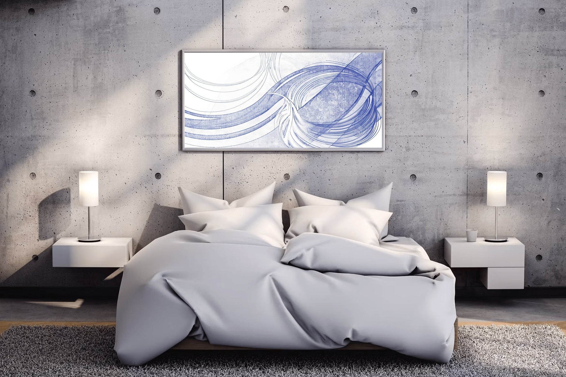 Blue Digital Abstract Wall Art - beink online art store