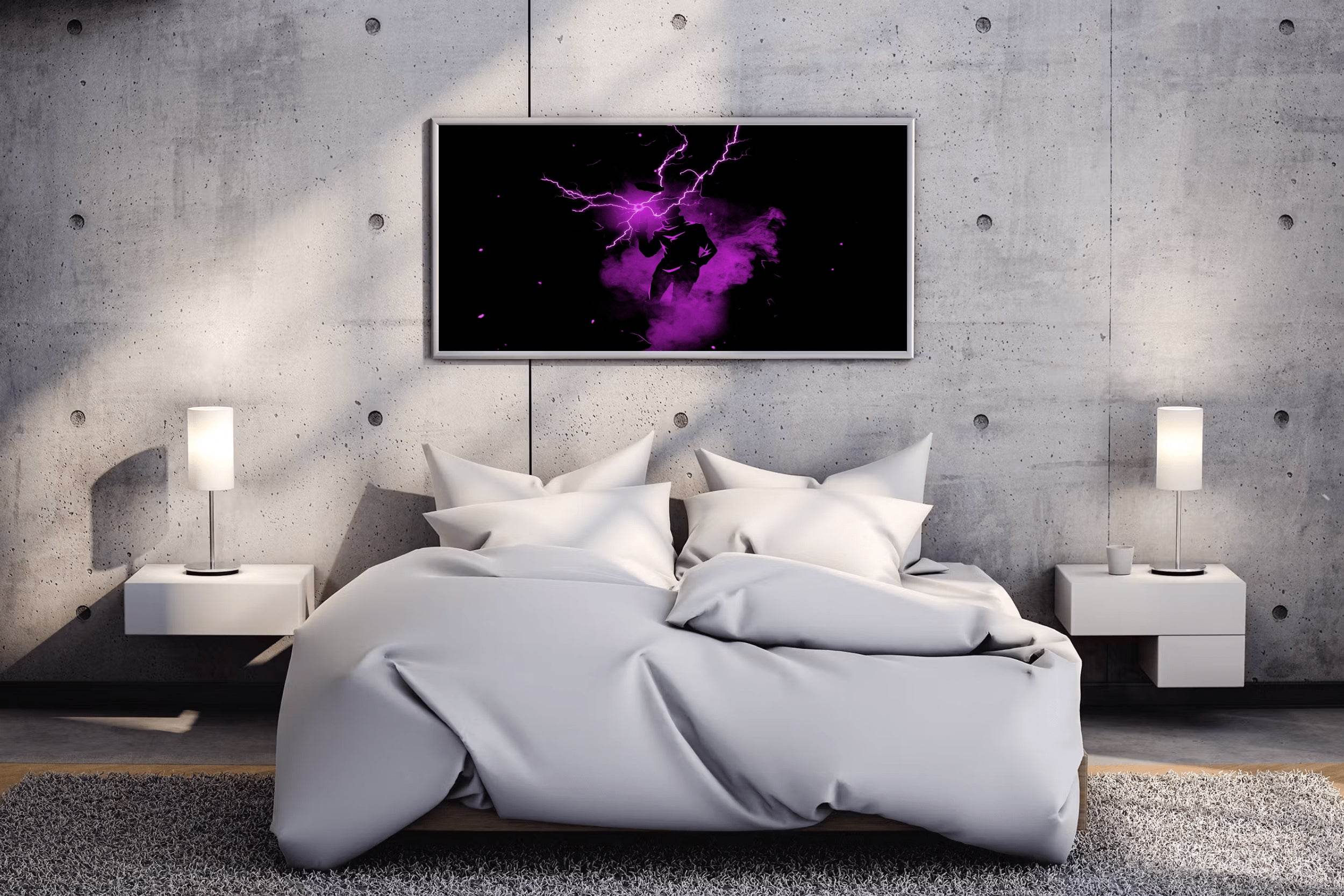 Black And Dark Satoru Gojo Lightning Anime Wall Art - beink online art store