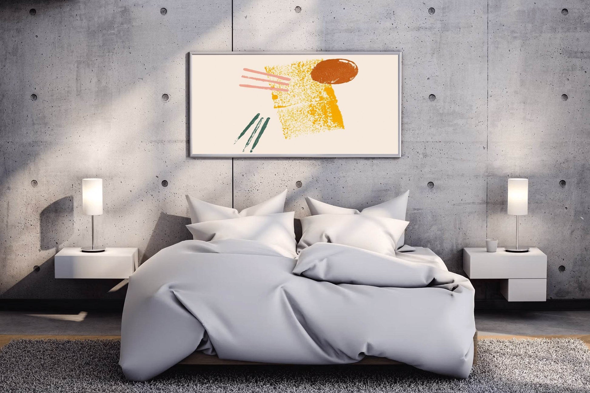 Yellow Block Paint Abstract Wall Art - beink online art store