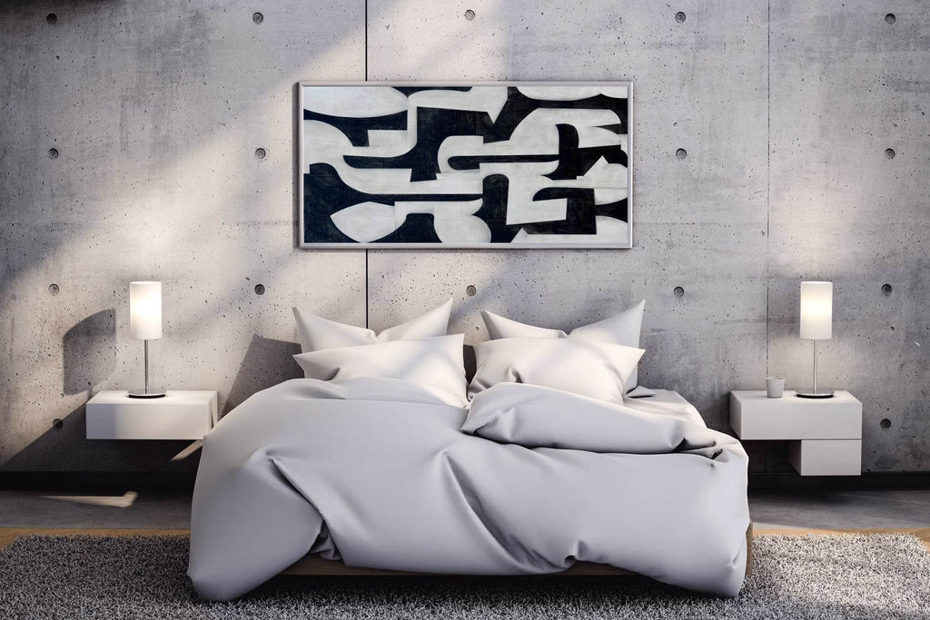 Black and White Interlocking Shapes Wall Art - beink online art store