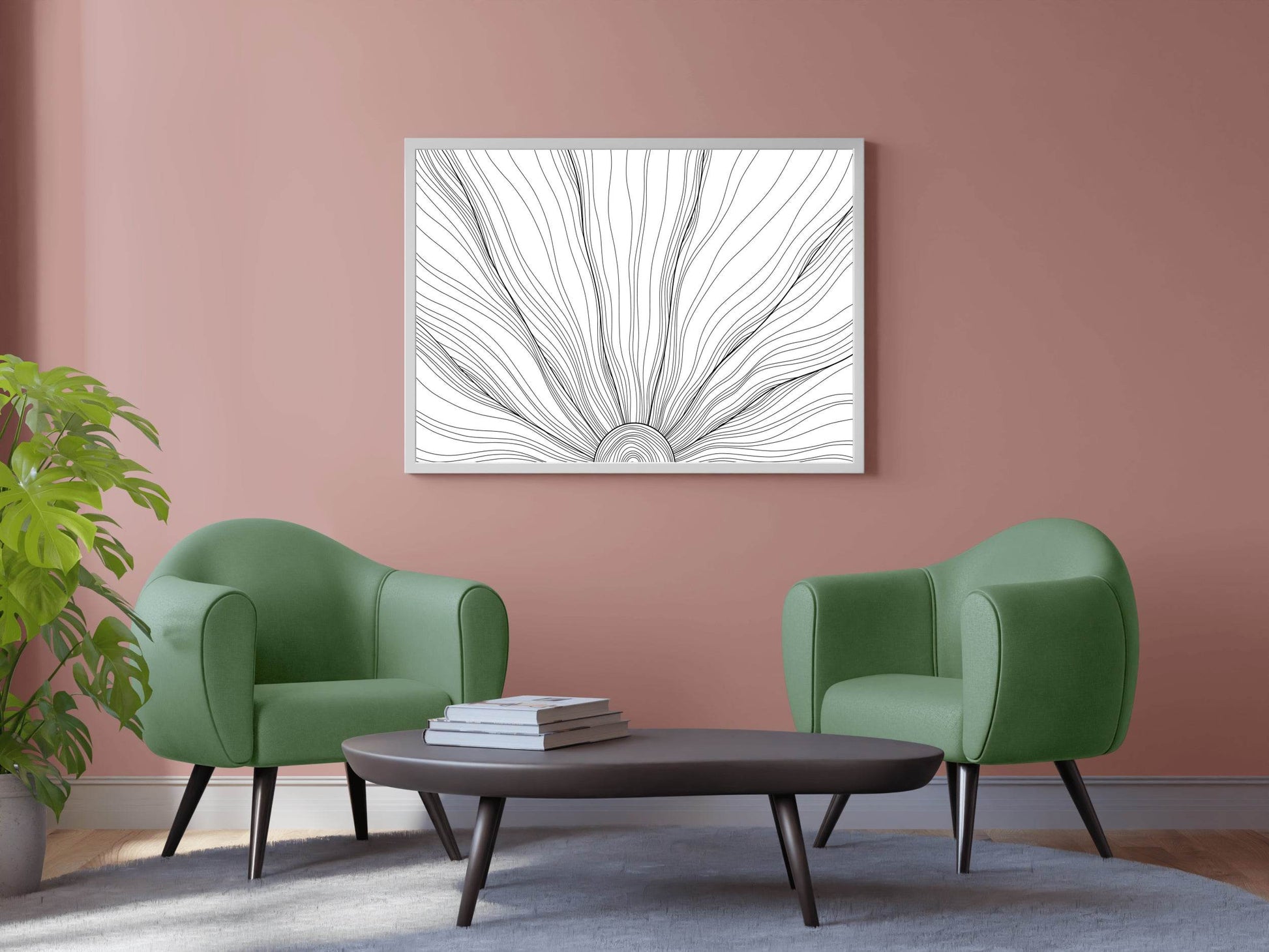 Mushroom Black and White Abstract Wall Art - beink online art store