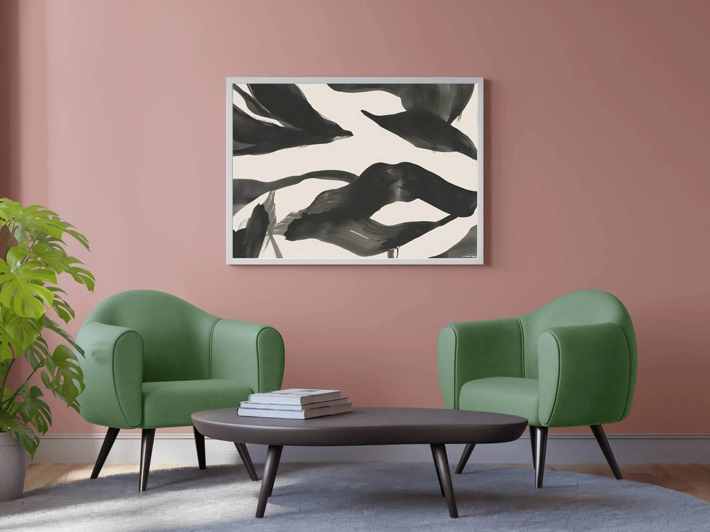 Dark Currents- Fluid Movement of the Black Lines Wall Art - beink online art store