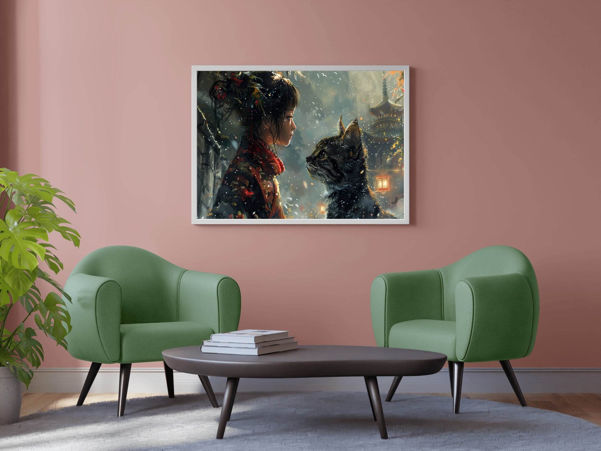 Painting of Girl and Cat Digital Art - beink online art store