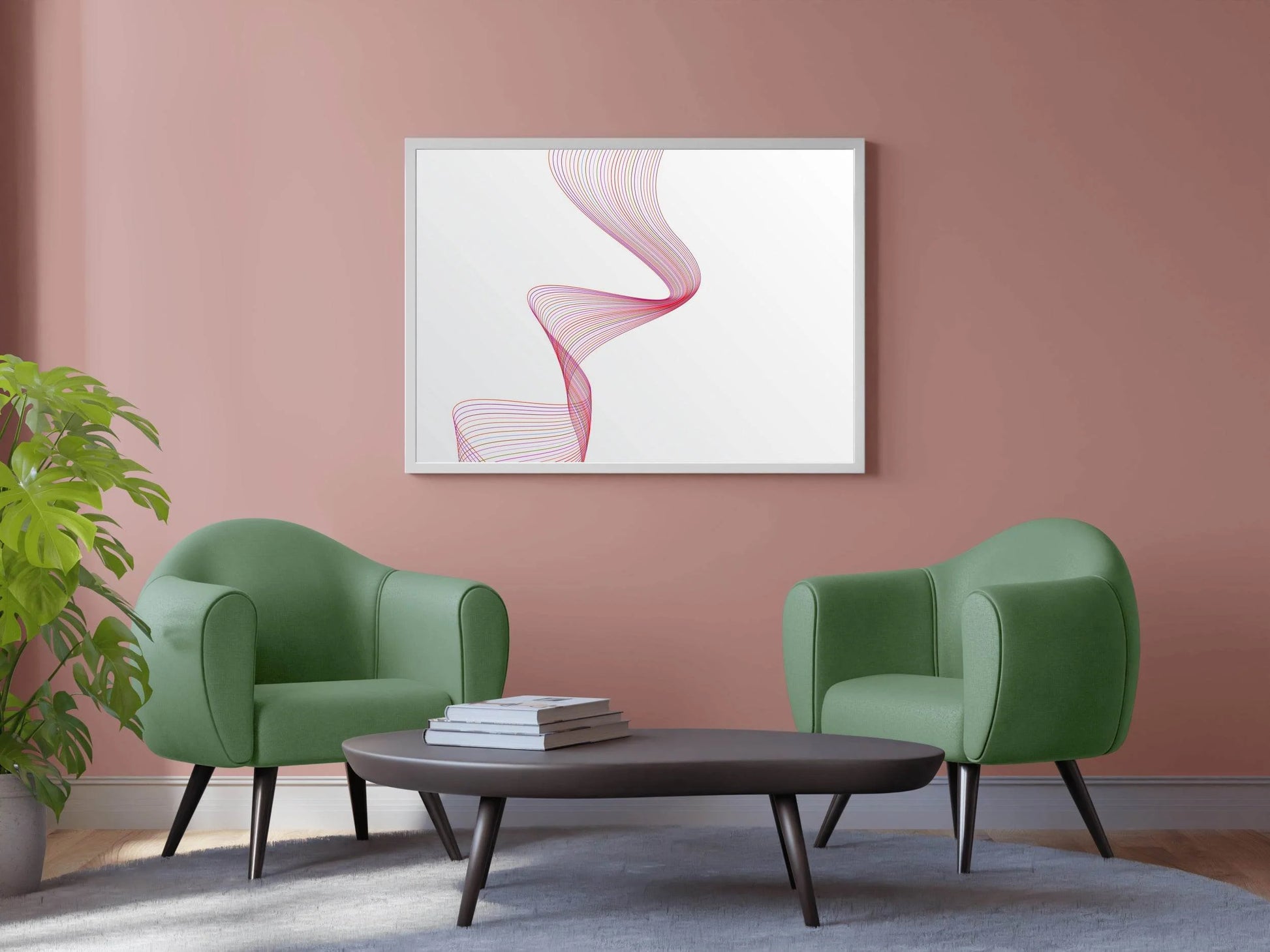 Pink Technology Line Wave Abstract Wall Art - beink online art store