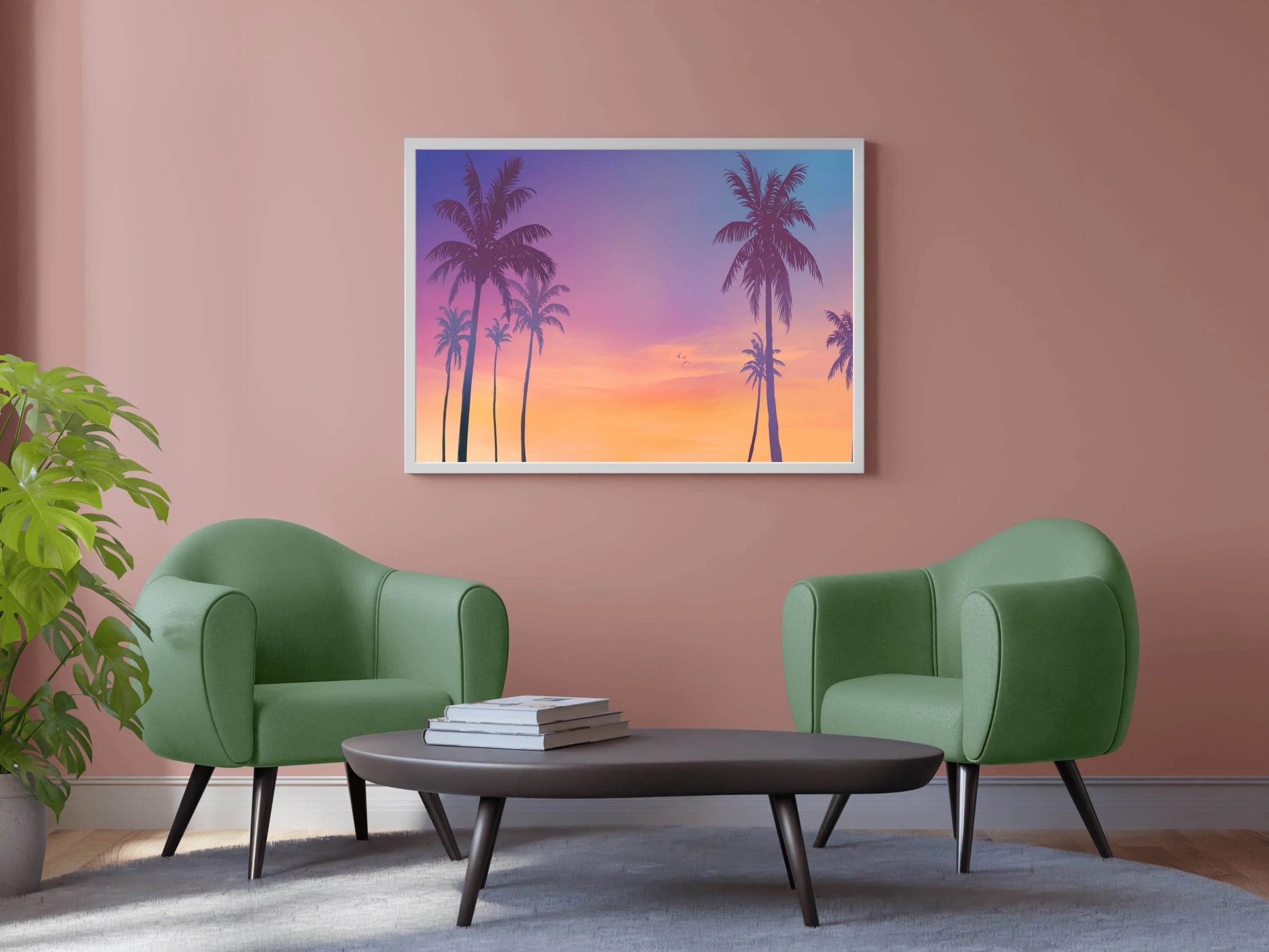 Palm Trees With Sunset Gaming Wall Art - beink online art store