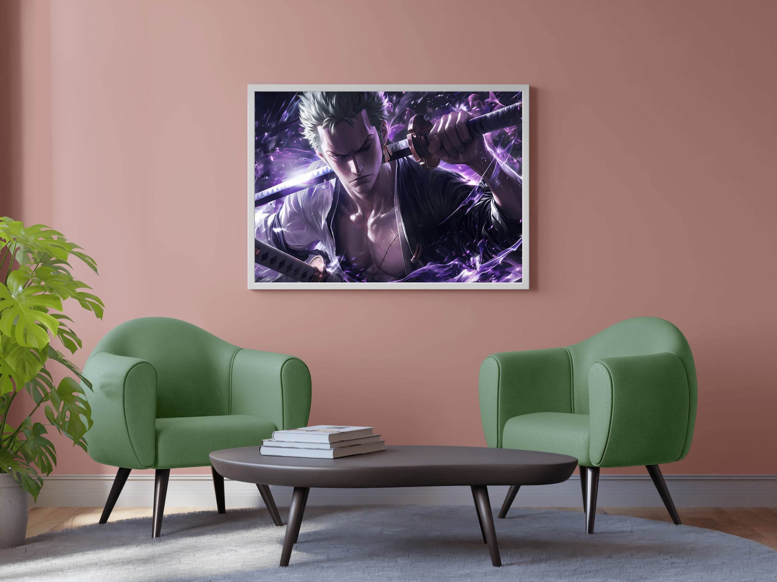 Roronoa Zoro Purple Anime Wall Art - beink online art store