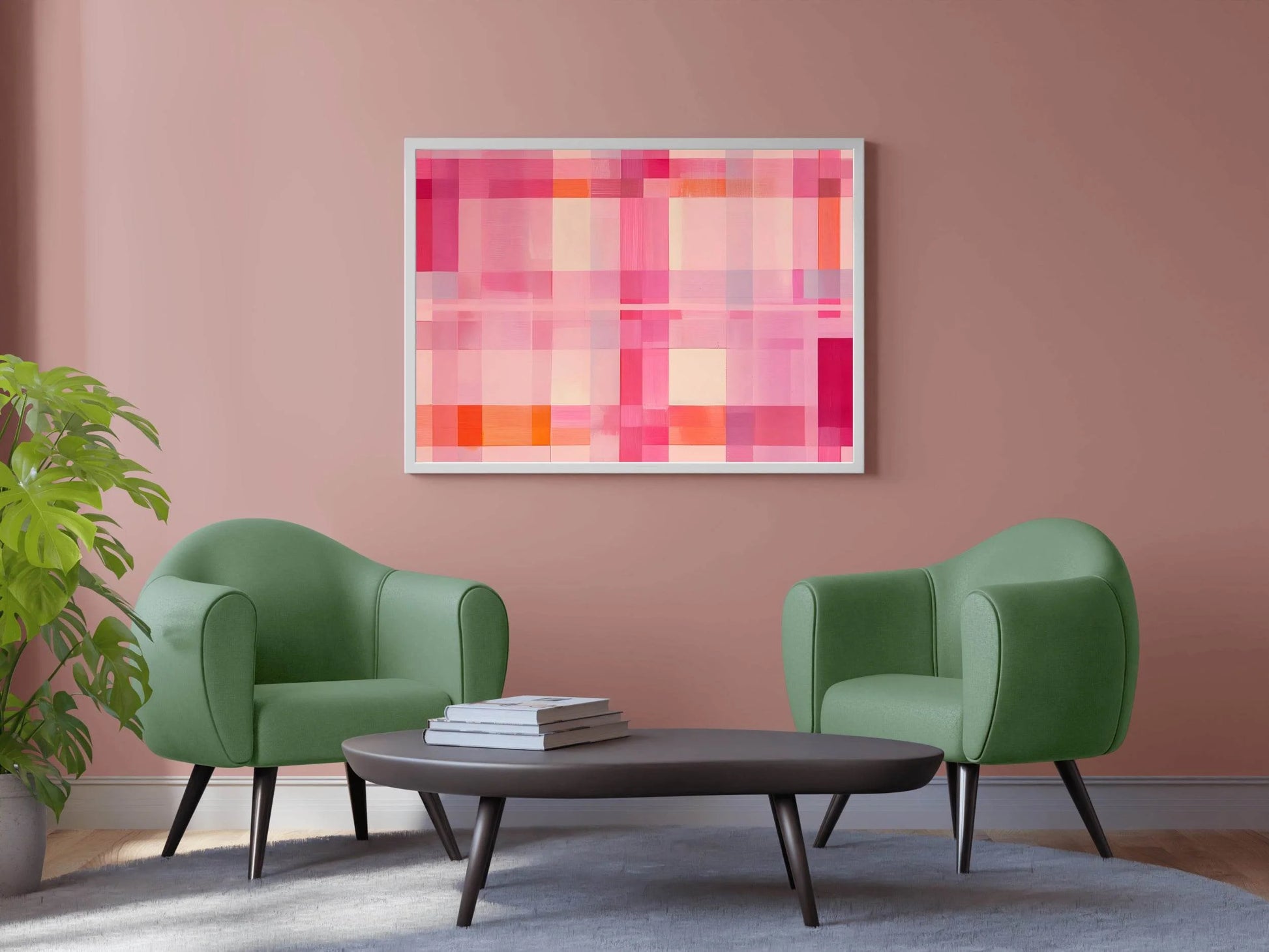 Grid of Squares in Shades of Pink and Orange - beink online art store