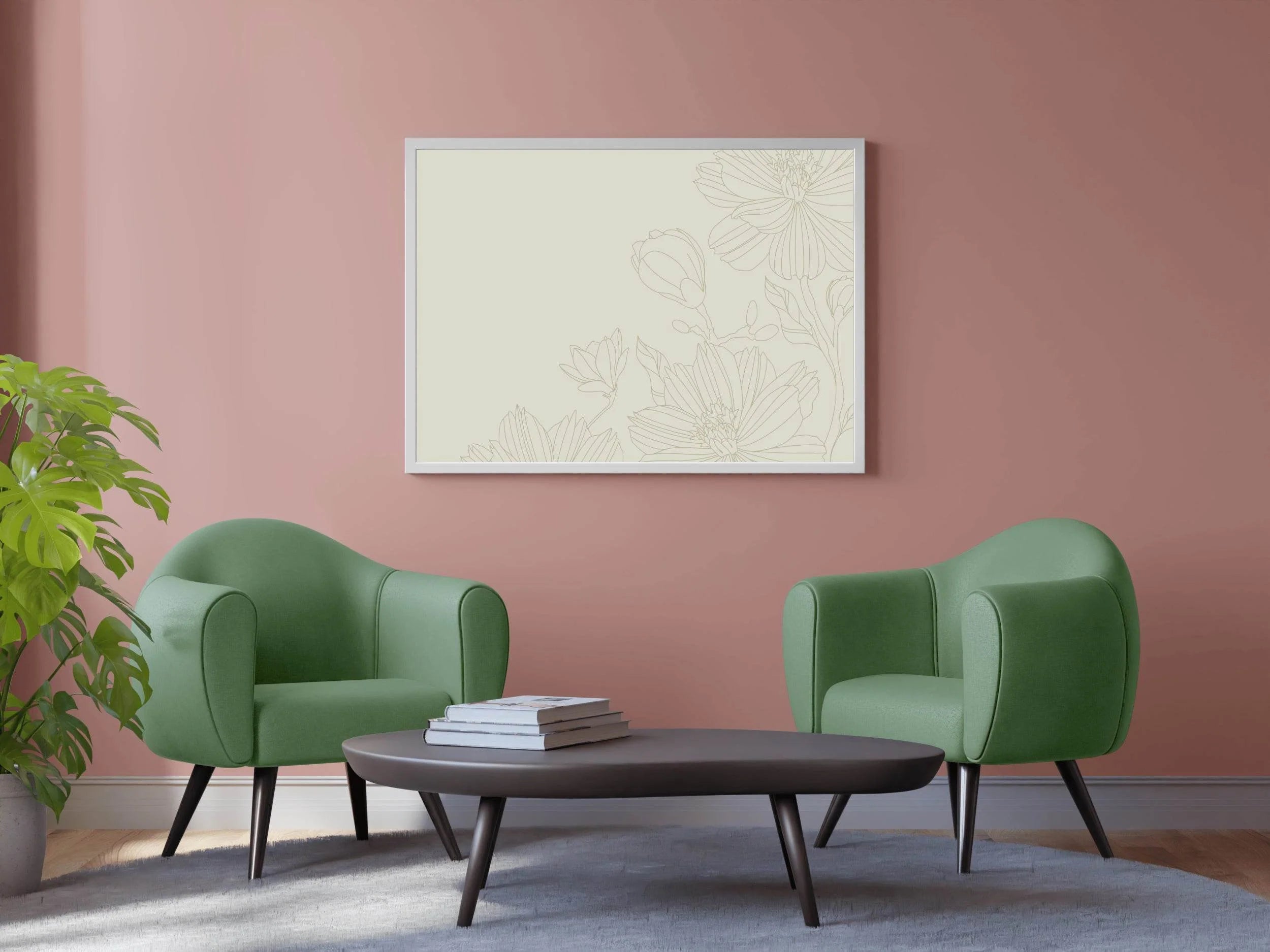 Golden Flower Pattern Line Art - beink online art store