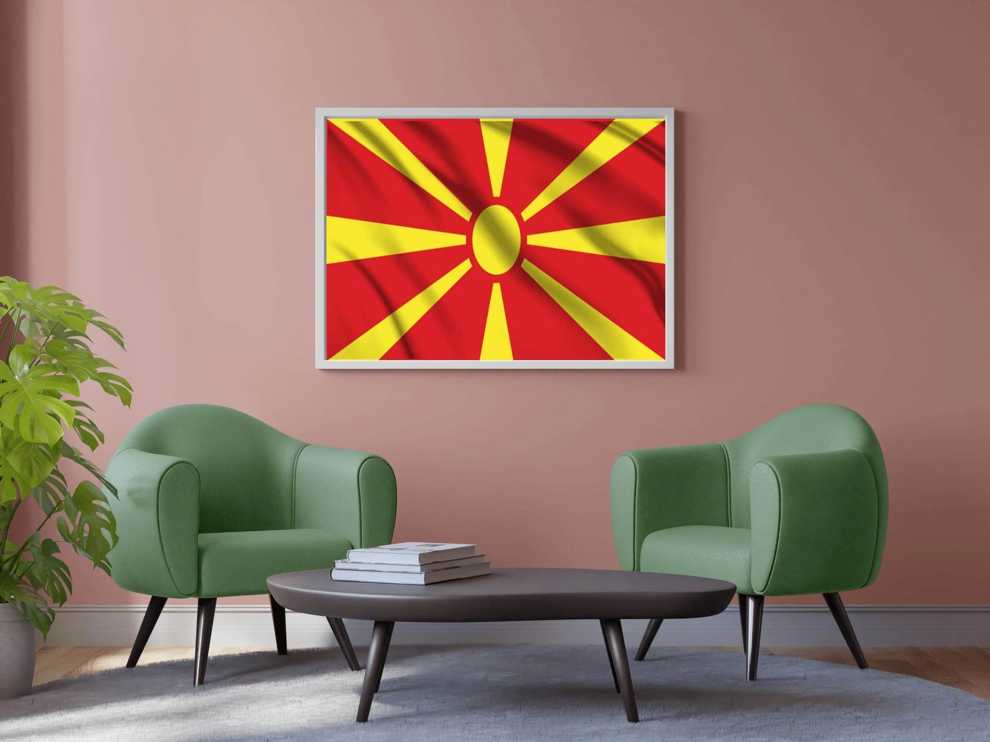 North Macedonia National Flag Wall Art - beink online art store
