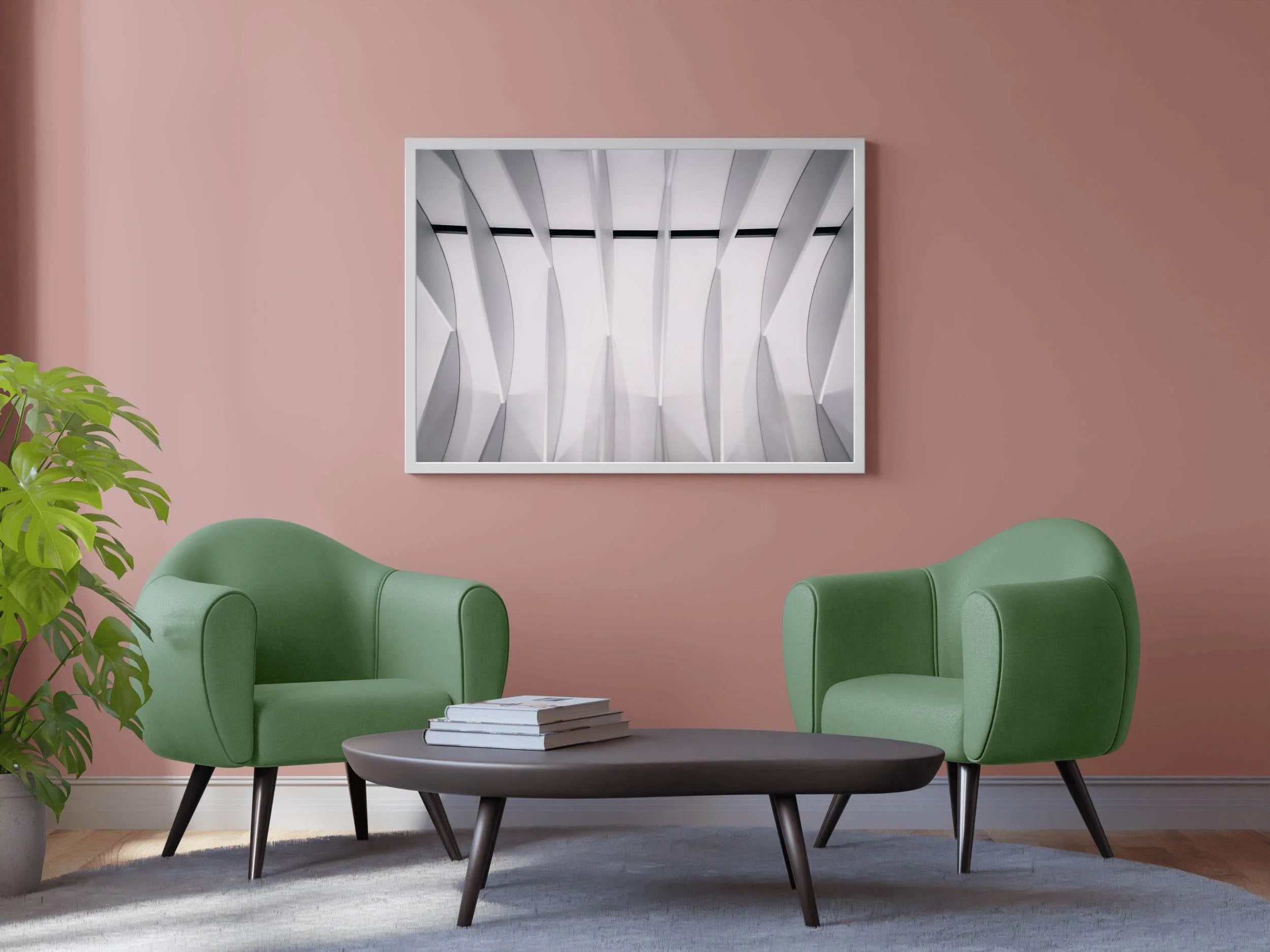 Geometric White Waves Wall Art - beink online art store