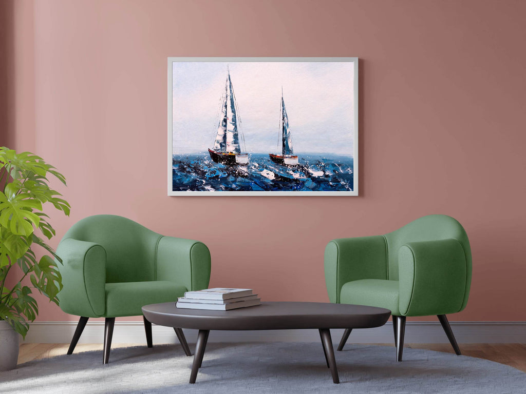 Watercolor Painting of Sailboats Wall Art - beink online art store