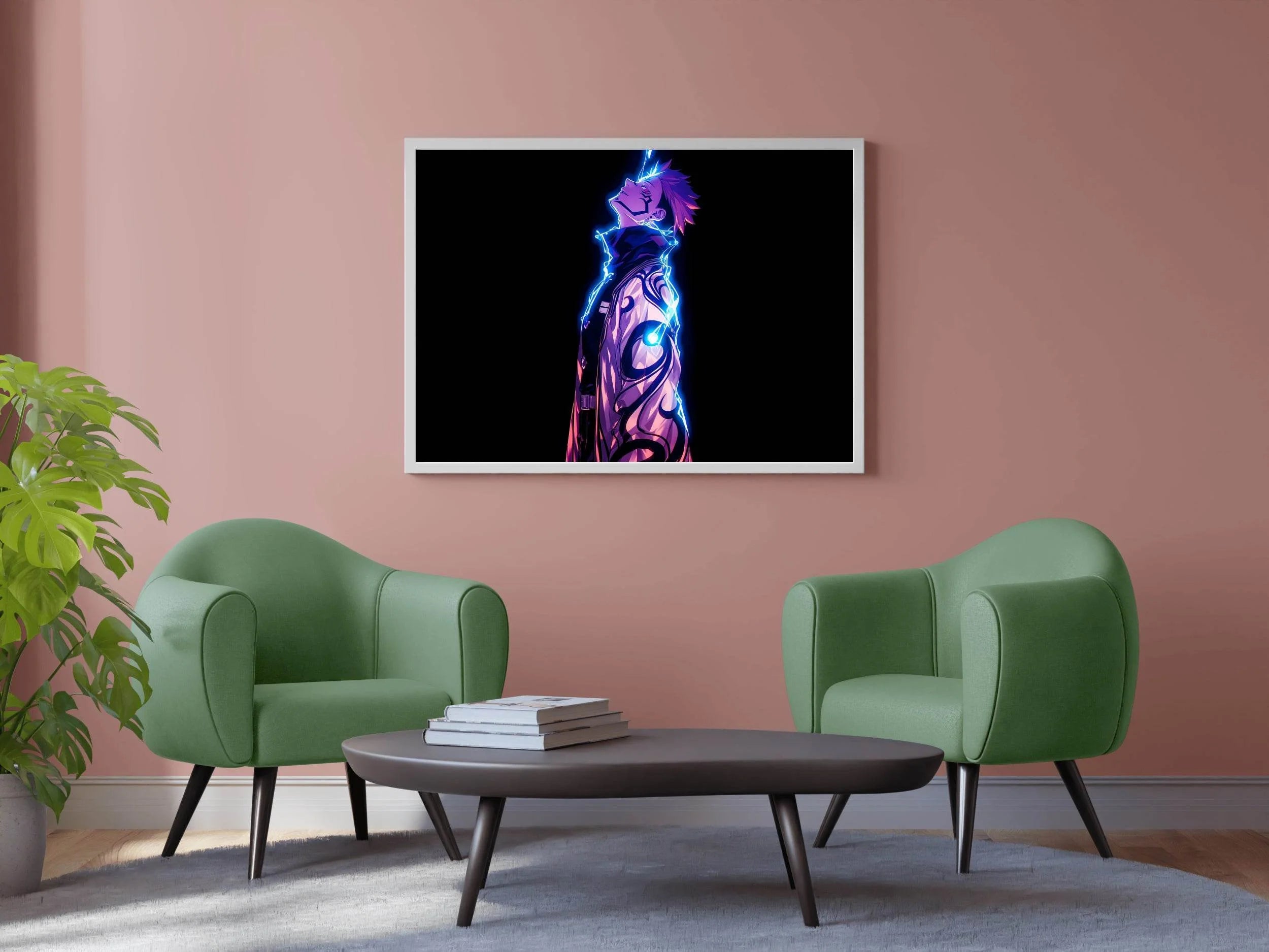 Neon Sukuna Jujutsu Kaisen Anime Wall Art - beink online art store