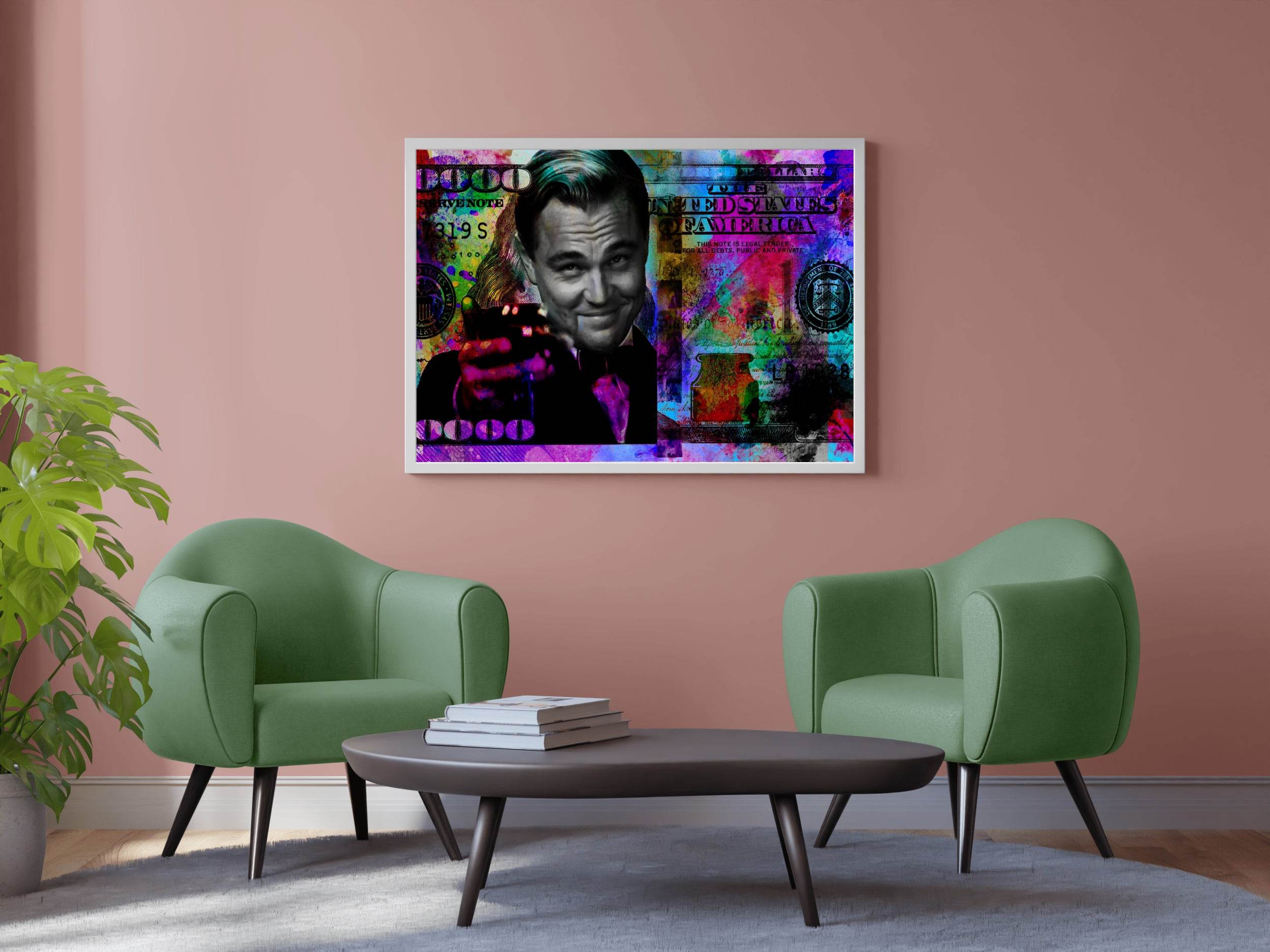 Leonardo DiCaprio - Colorful Dollar Background Wall Art - beink online art store