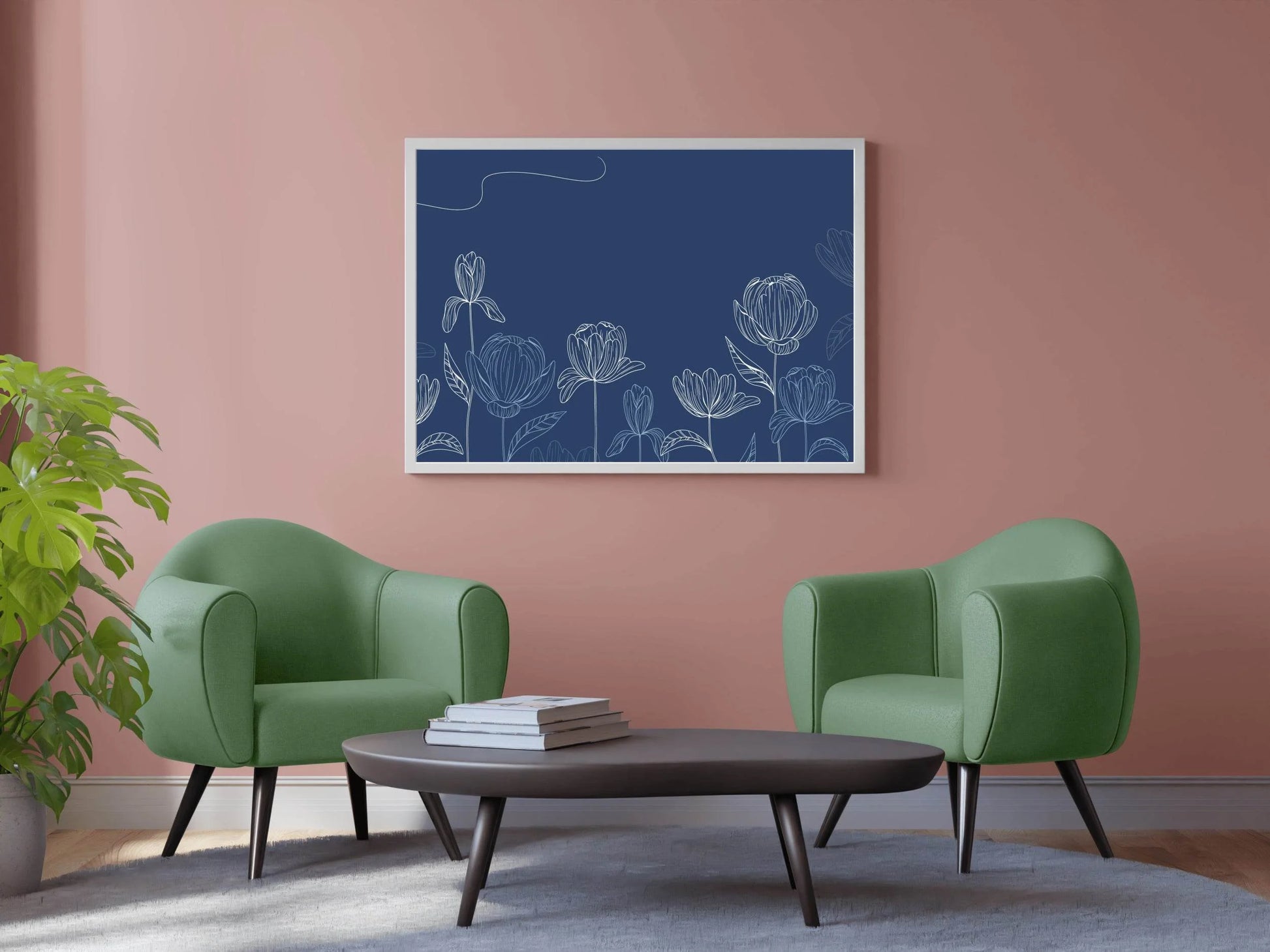 Aster Flowers With Blue Background Wall Art - beink online art store