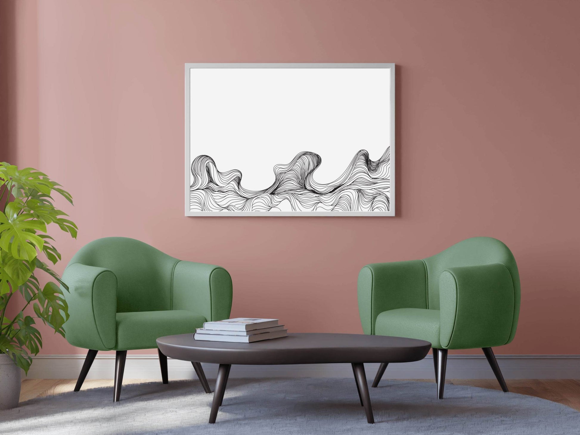Handdrawn Thin Waves Abstract Wall Art - beink online art store