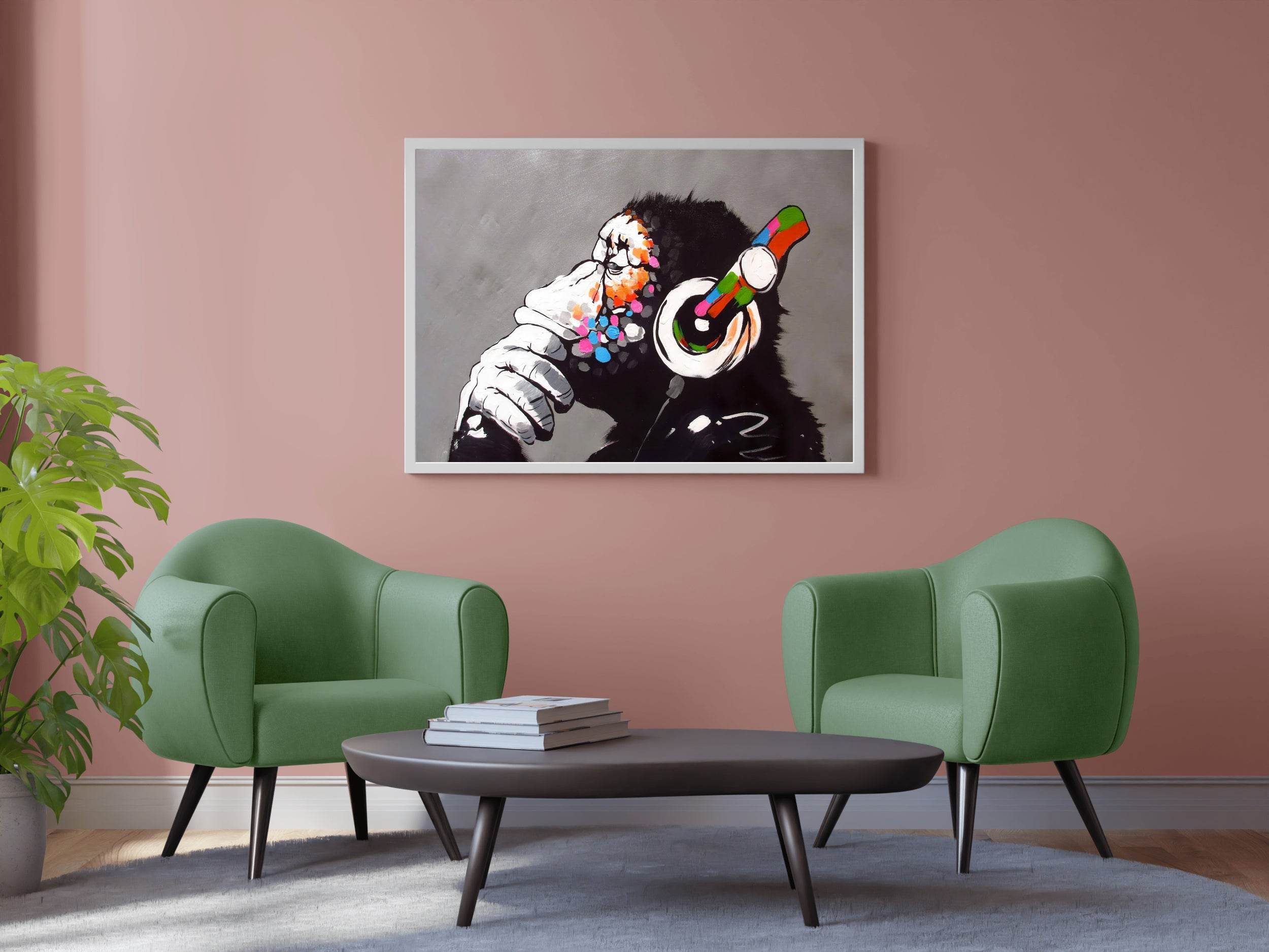 Ape Wearing Headphones - Ape Beats Wall Art - beink online art store