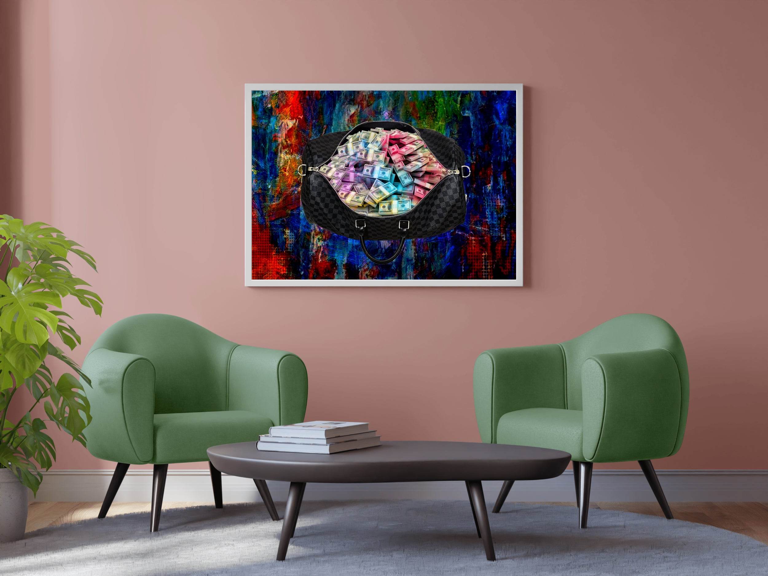 Duffle Bag Full of Money Wall Art - beink online art store