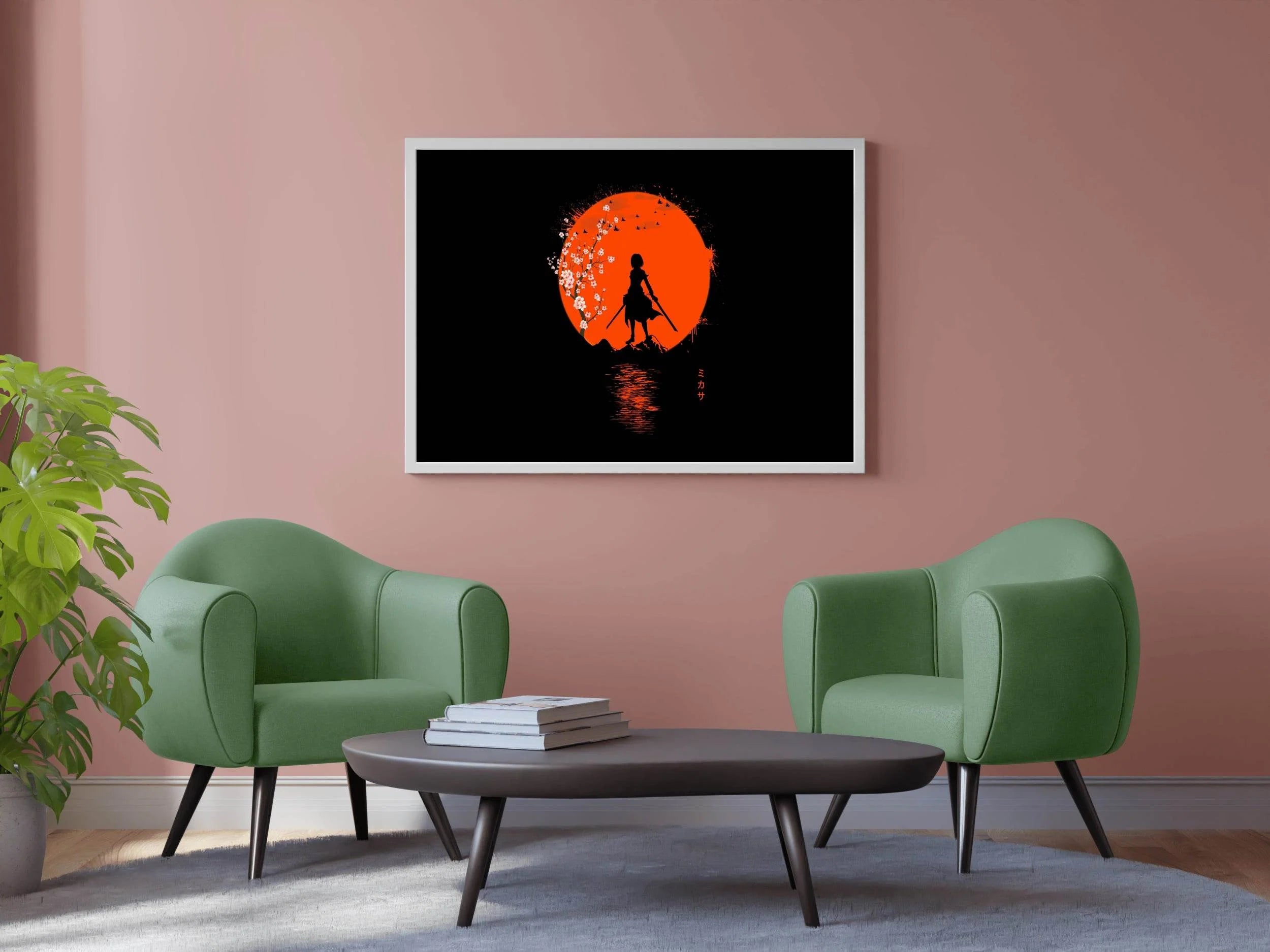 Mikasa Ackerman, Attack on titan, Black Blackground Anime Wall Art - beink online art store