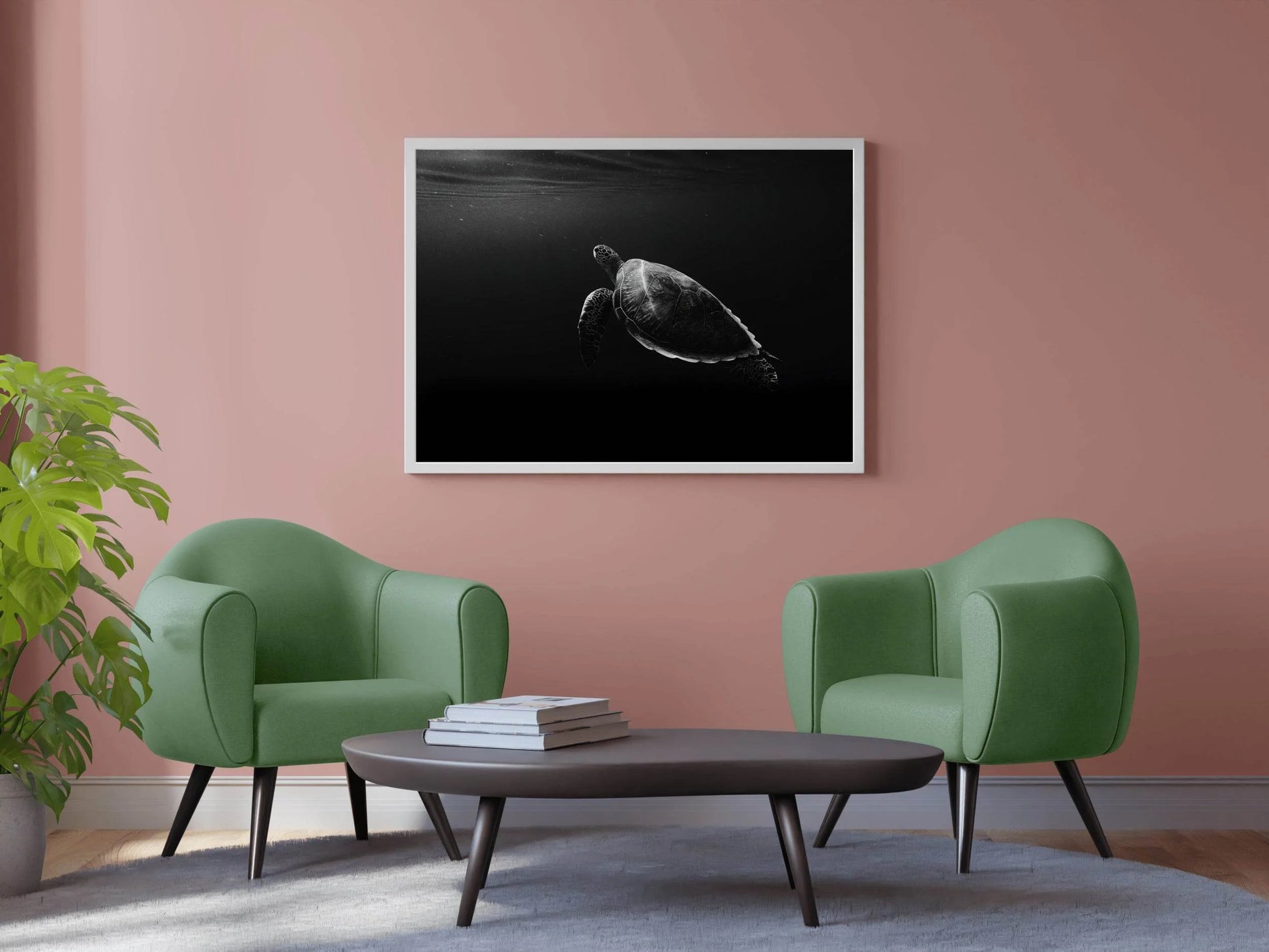 Green Sea Turtle Black & White Wall Art - beink online art store