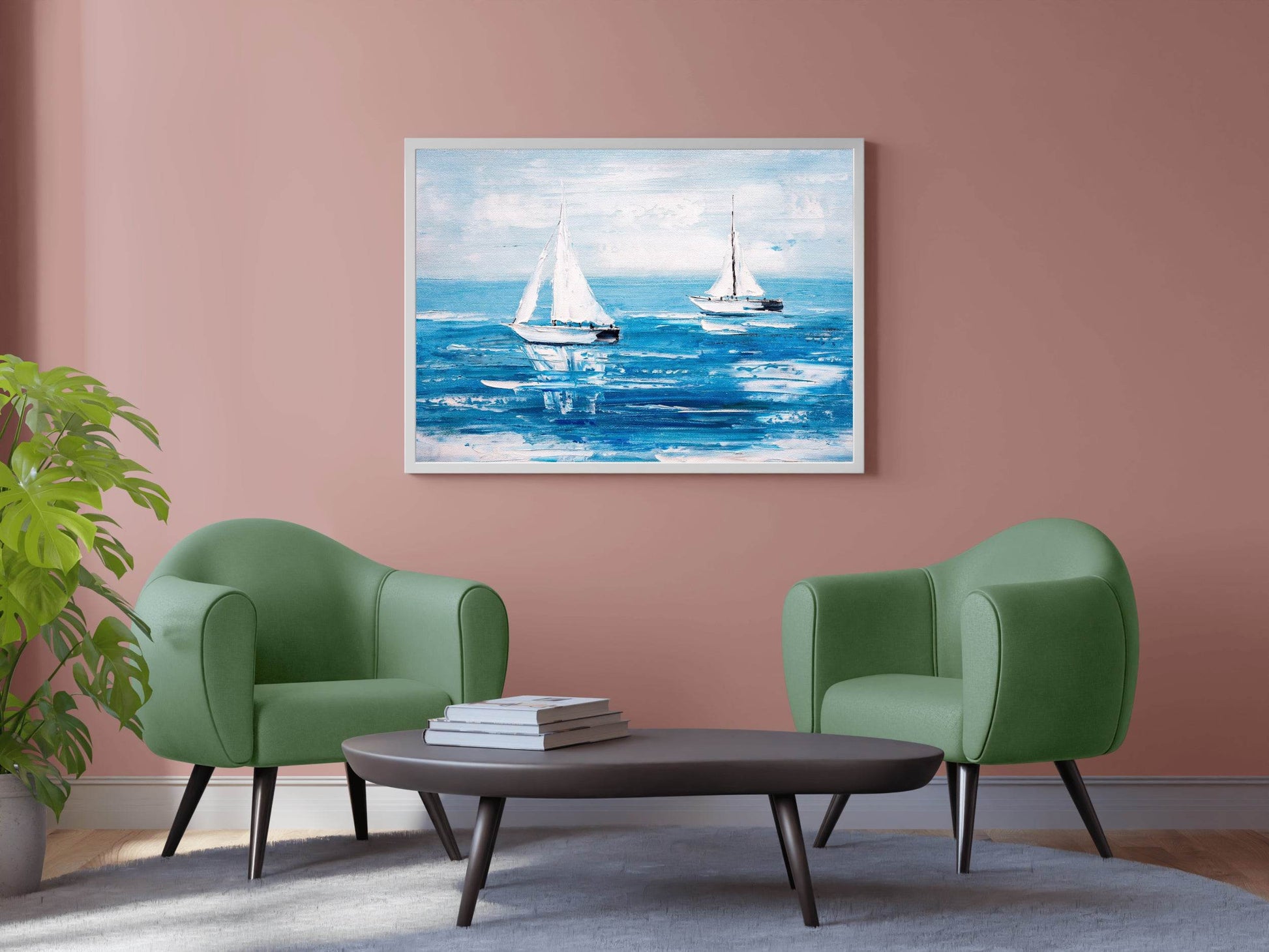 Sailboats in The Blue Ocean Wall Art - beink online art store