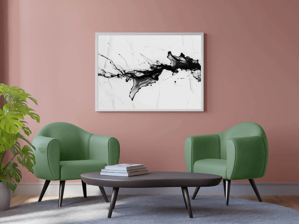 Black Fluid Ink Dance Modern Wall Art - beink online art store