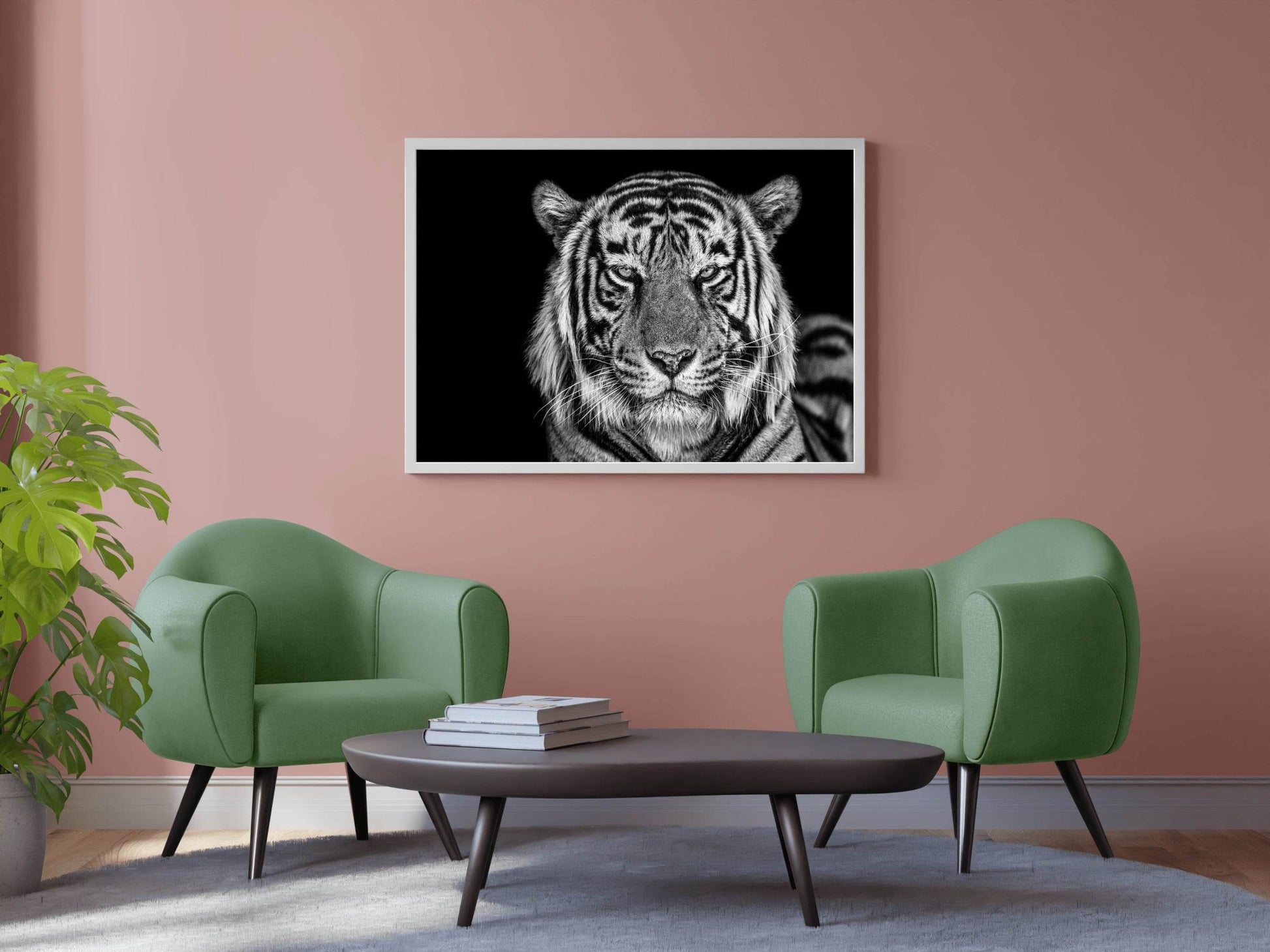 Bengal Tiger Face Cut Black & White Wall Art - beink online art store