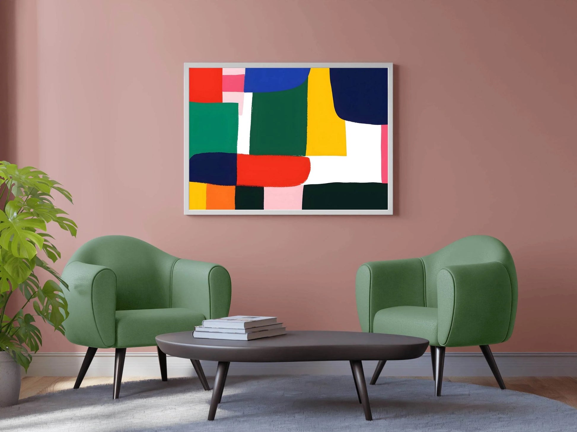 Watercolor Colorful Painted Great Abstract Shapes - beink online art store