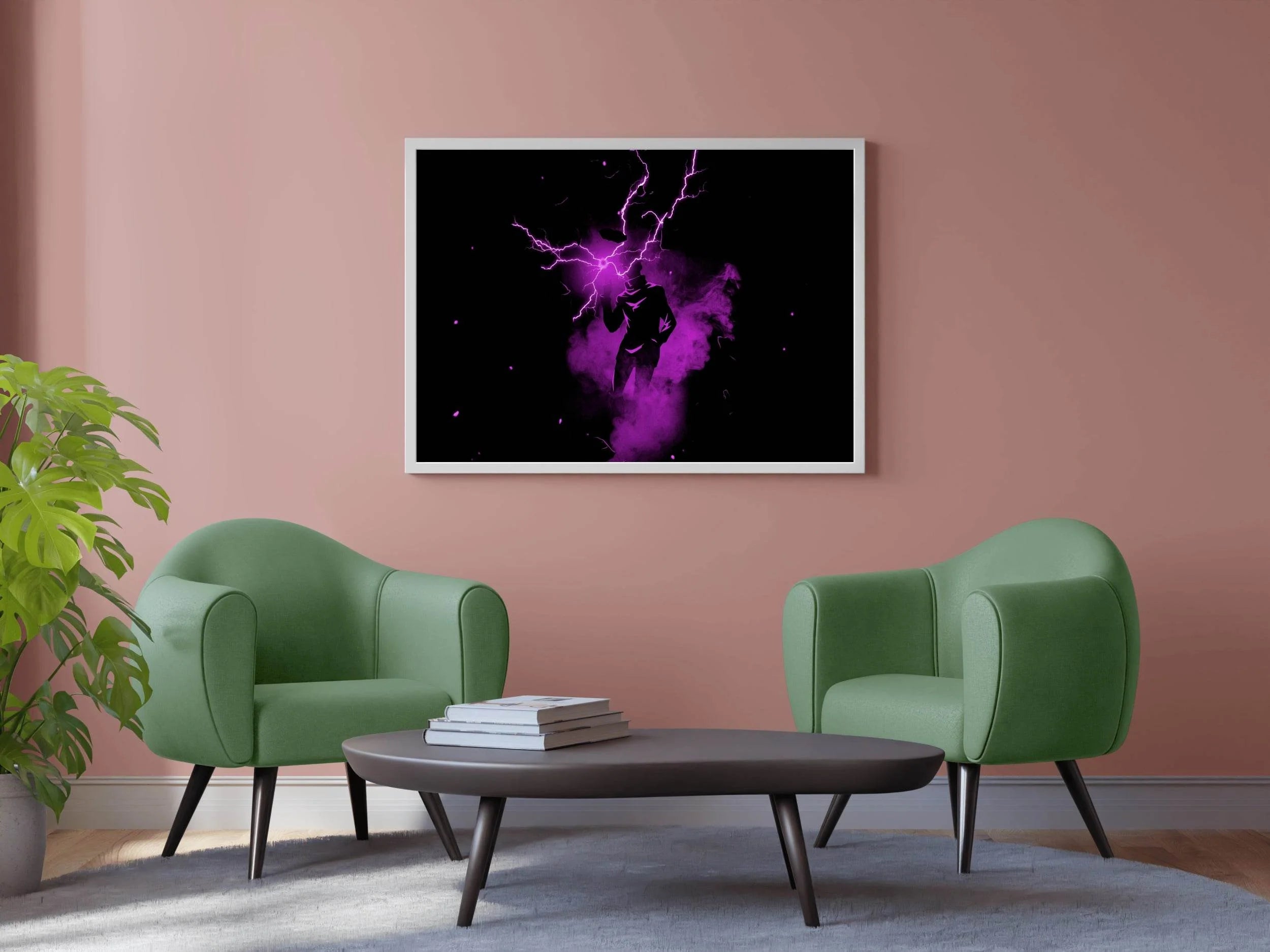 Black And Dark Satoru Gojo Lightning Anime Wall Art - beink online art store