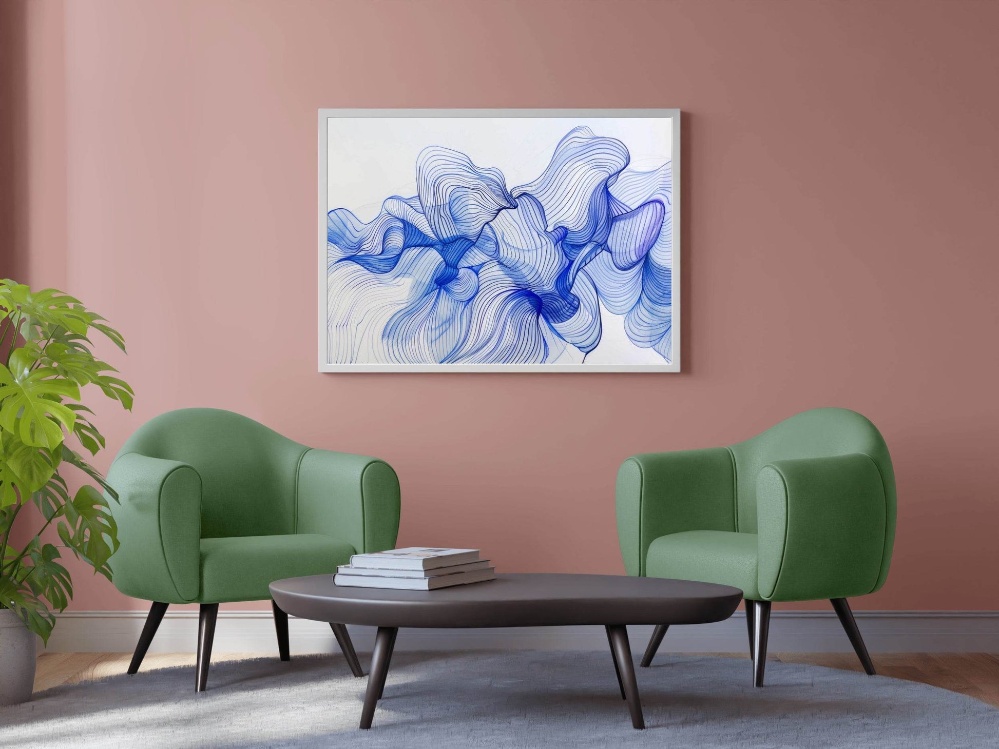 Blue Flower Petals Abstract Wall Art - beink online art store
