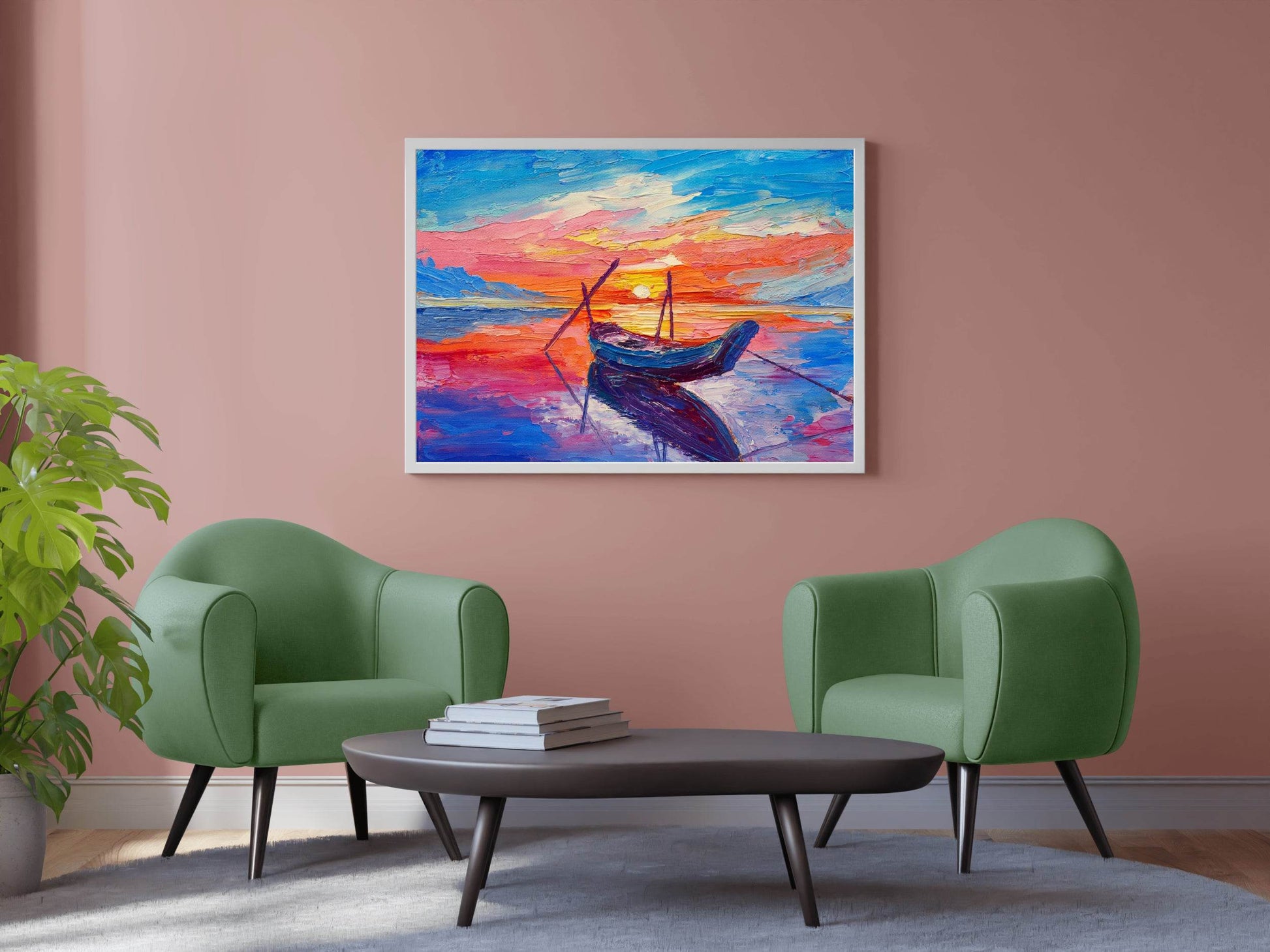 Oil Painting of Boat Over The Ocean Wall Art - beink online art store