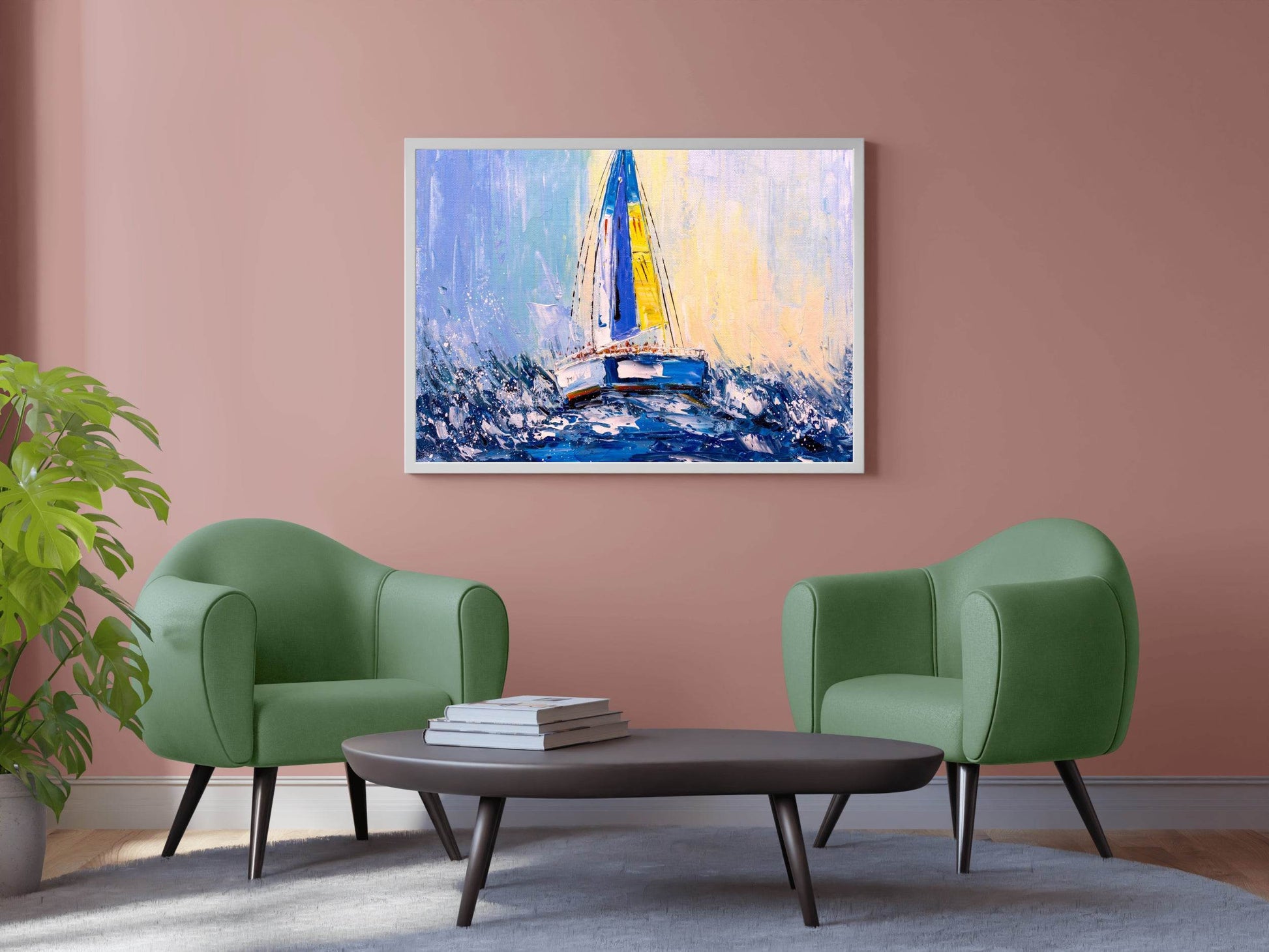 Watercolor Painting of Racing Boat Wall Art - beink online art store