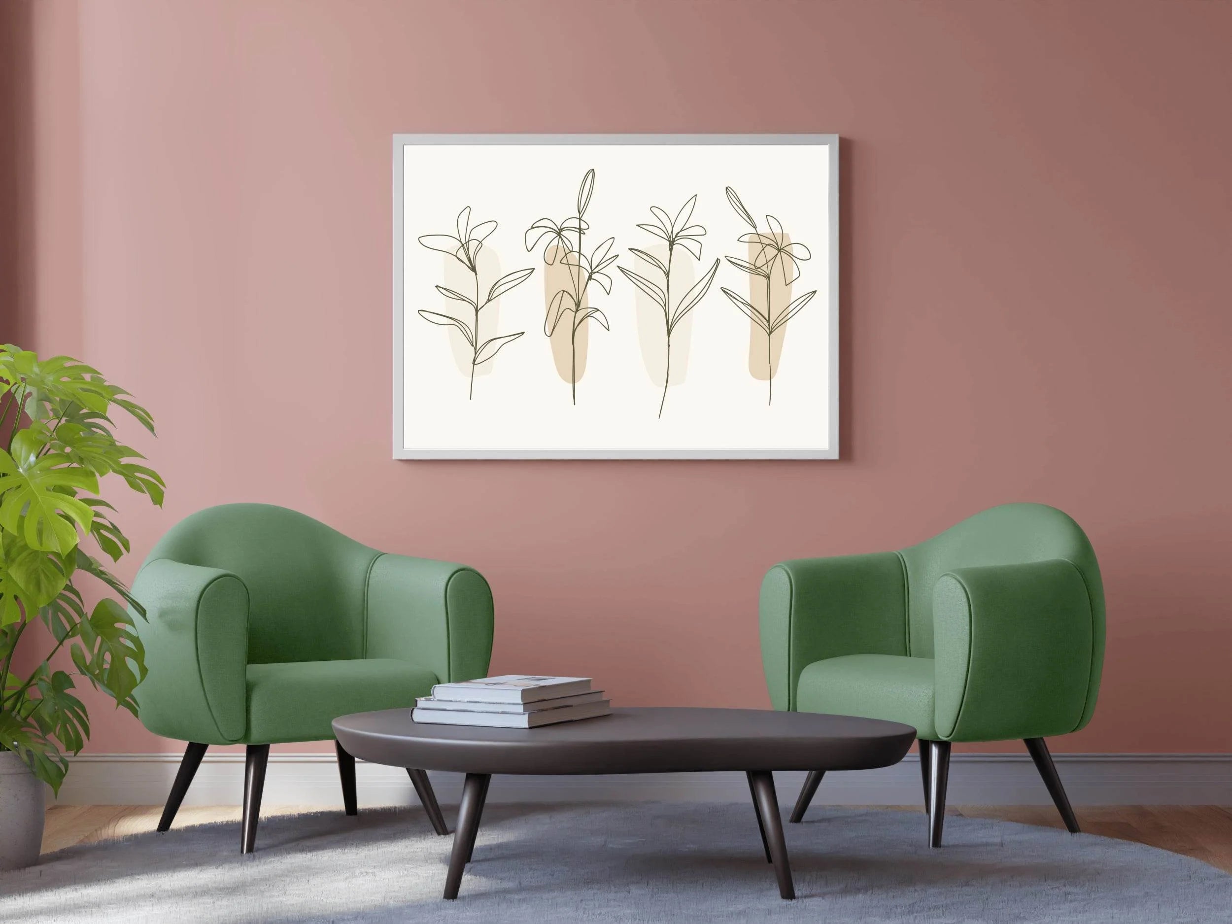 Beautiful Tropical Flowers Line Art - beink online art store