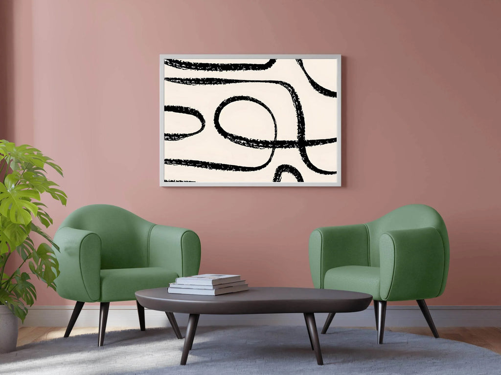 Black Ink Trails Modern Wall Art - beink online art store