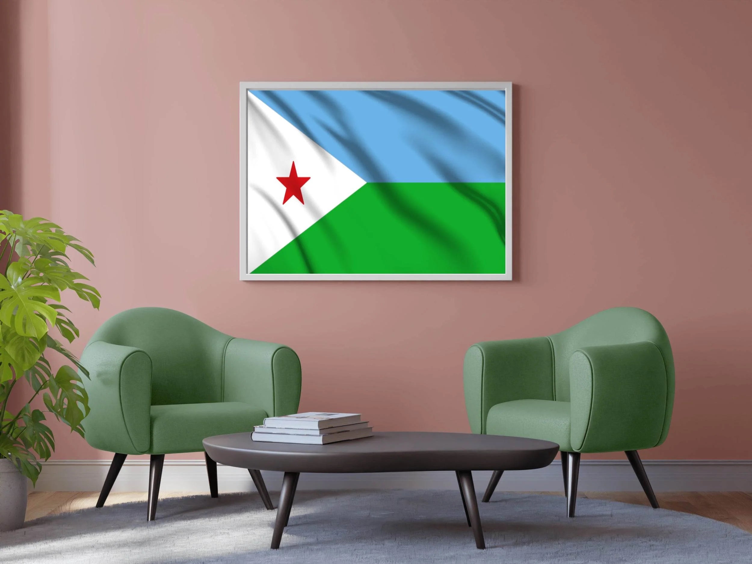 Djibouti National Flag Wall Art - beink online art store