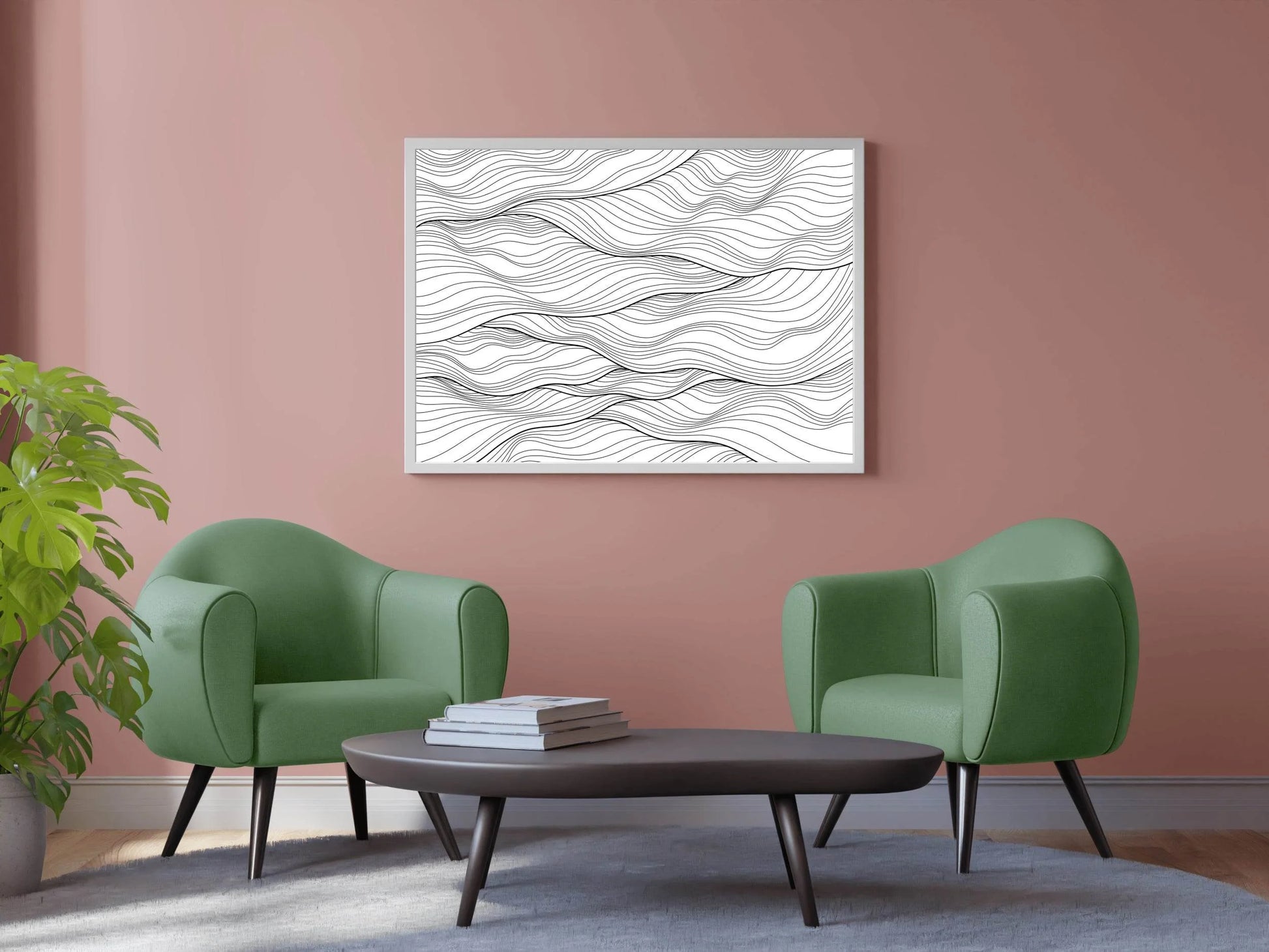 Black Thread Waves Abstract Wall Art - beink online art store